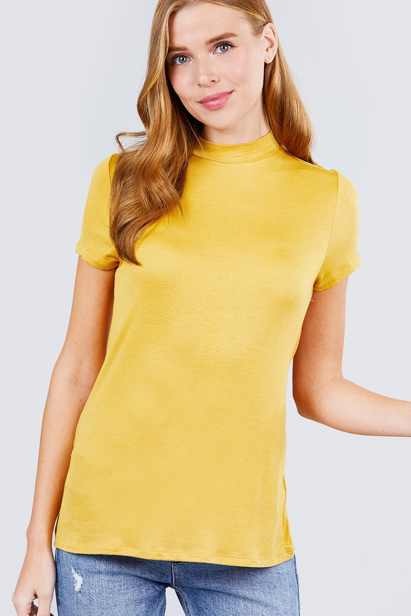 Short Sleeve Mock Neck Spandex Top