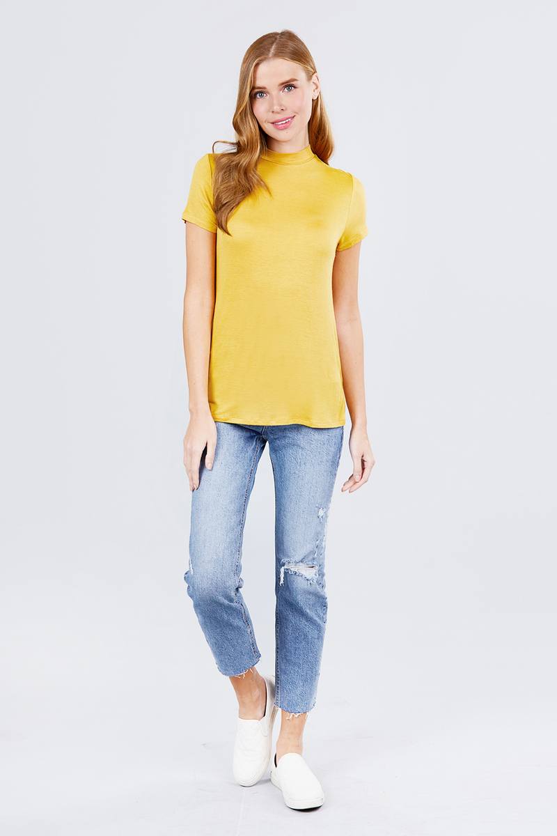 Short Sleeve Mock Neck Spandex Top