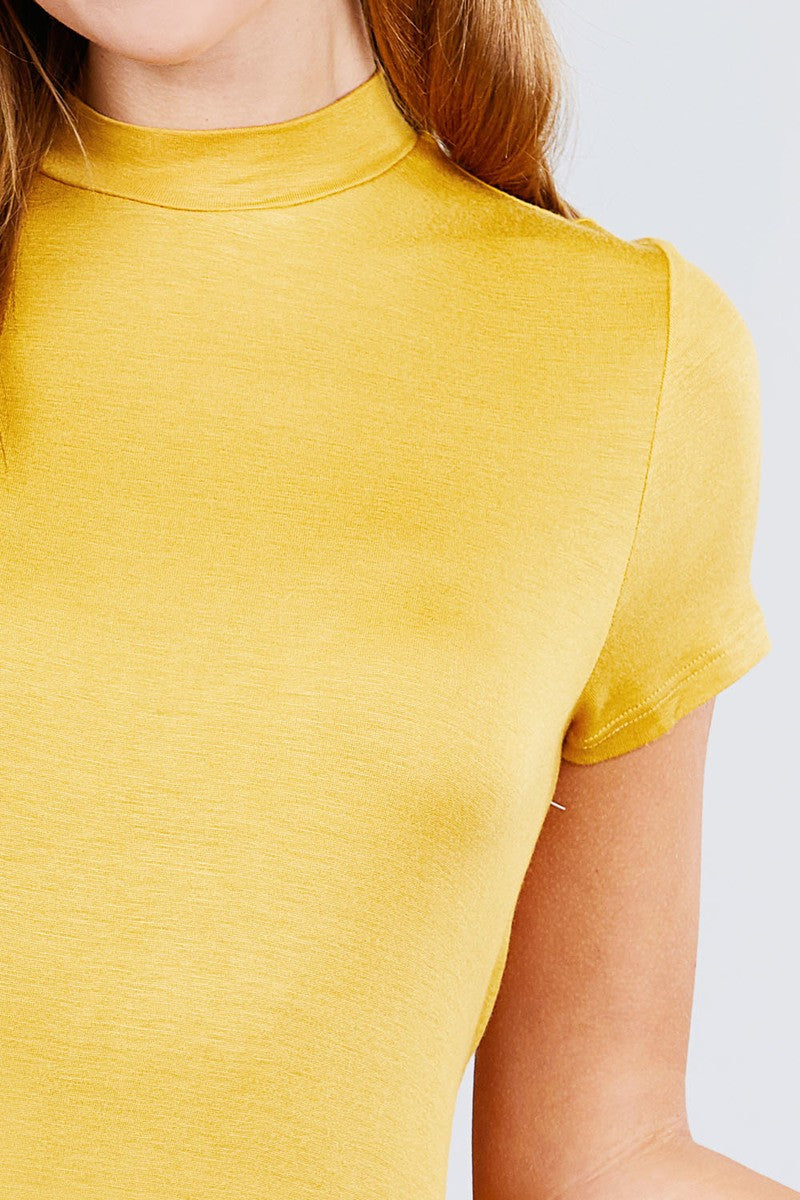 Short Sleeve Mock Neck Spandex Top
