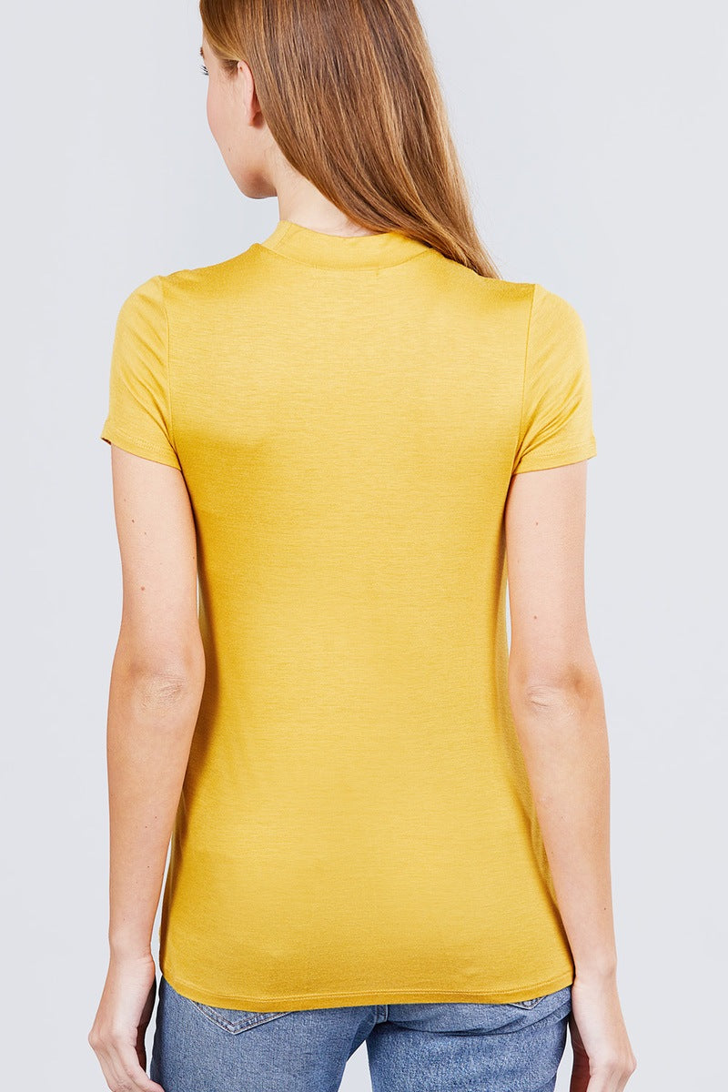 Short Sleeve Mock Neck Spandex Top