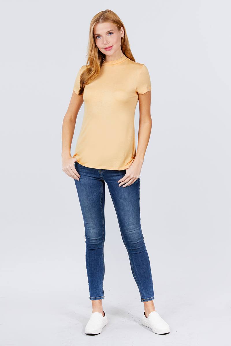 Short Sleeve Mock Neck Spandex Top