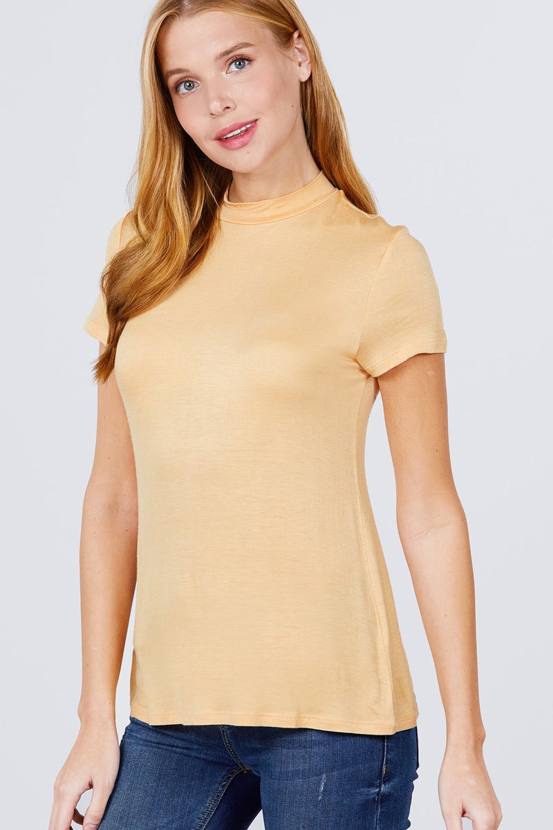 Short Sleeve Mock Neck Spandex Top