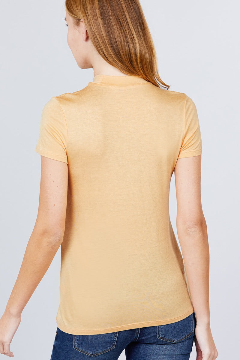 Short Sleeve Mock Neck Spandex Top