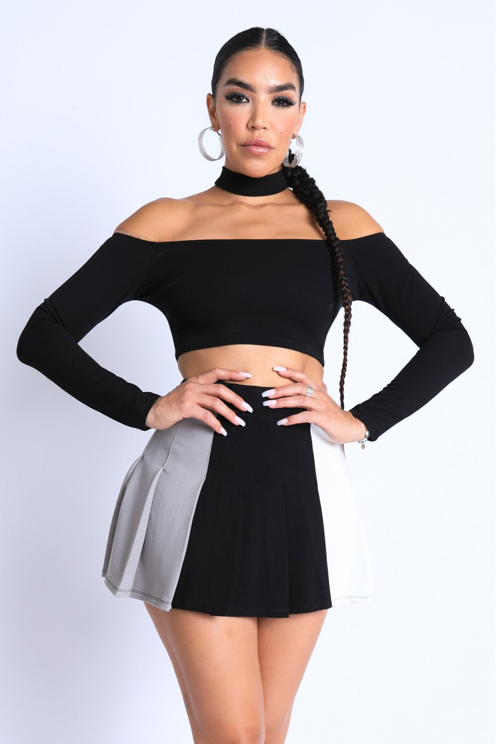 Choker Off Shoulder Top & Skirt Set