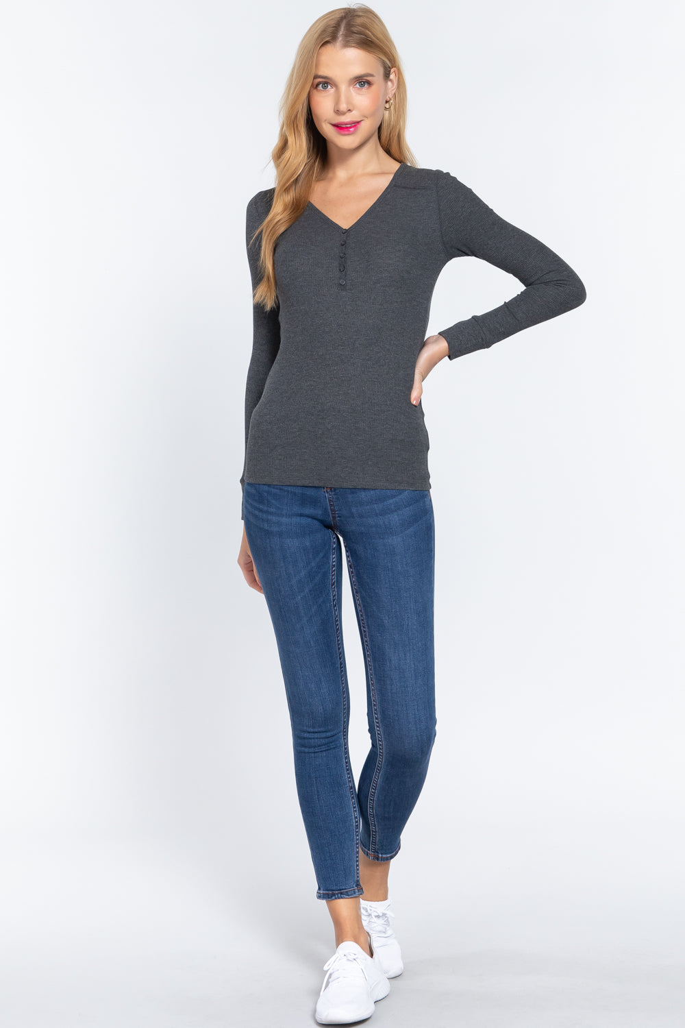Long Sleeve V Neck Thermal Top