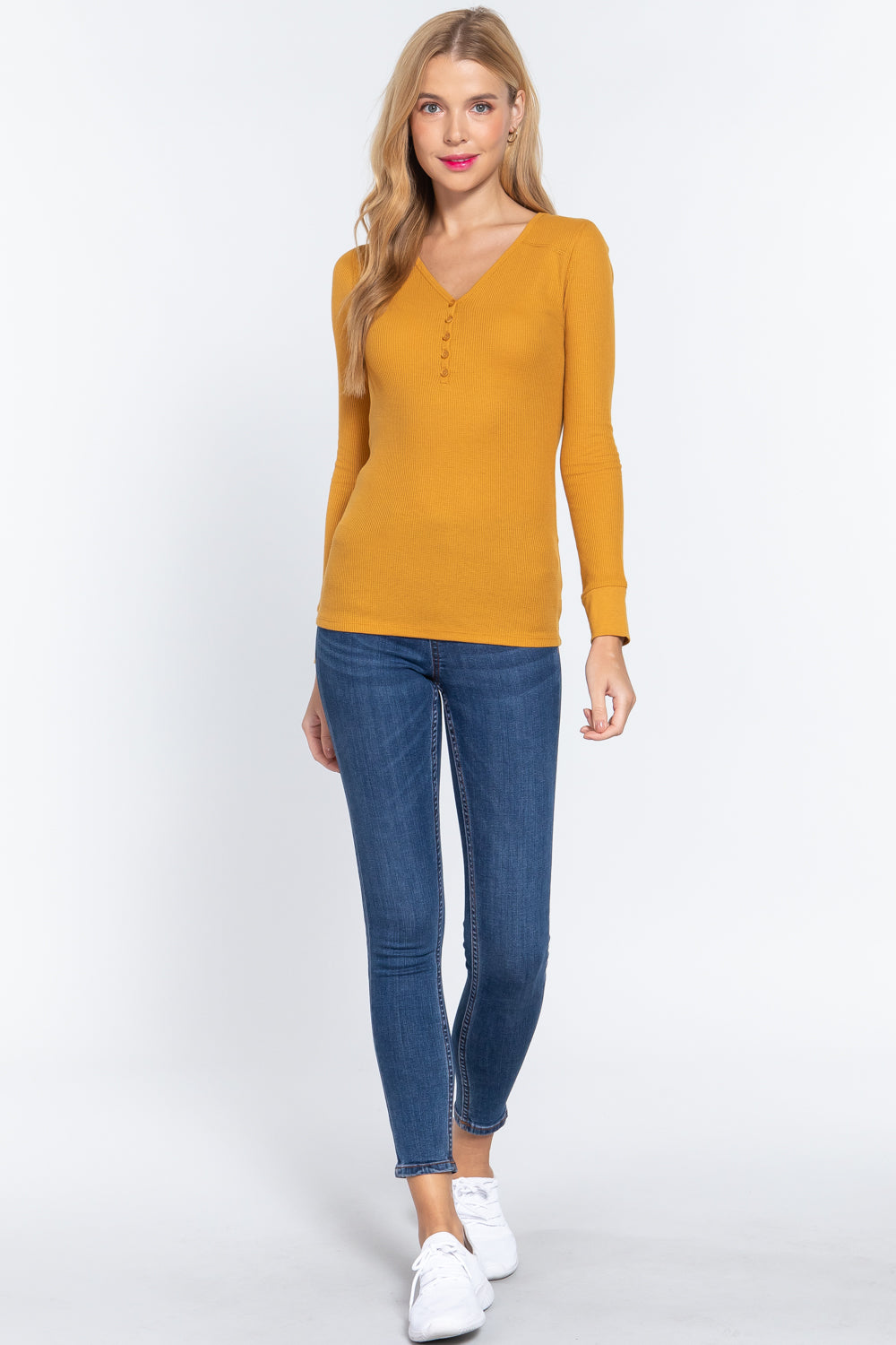Long Sleeve V Neck Thermal Top