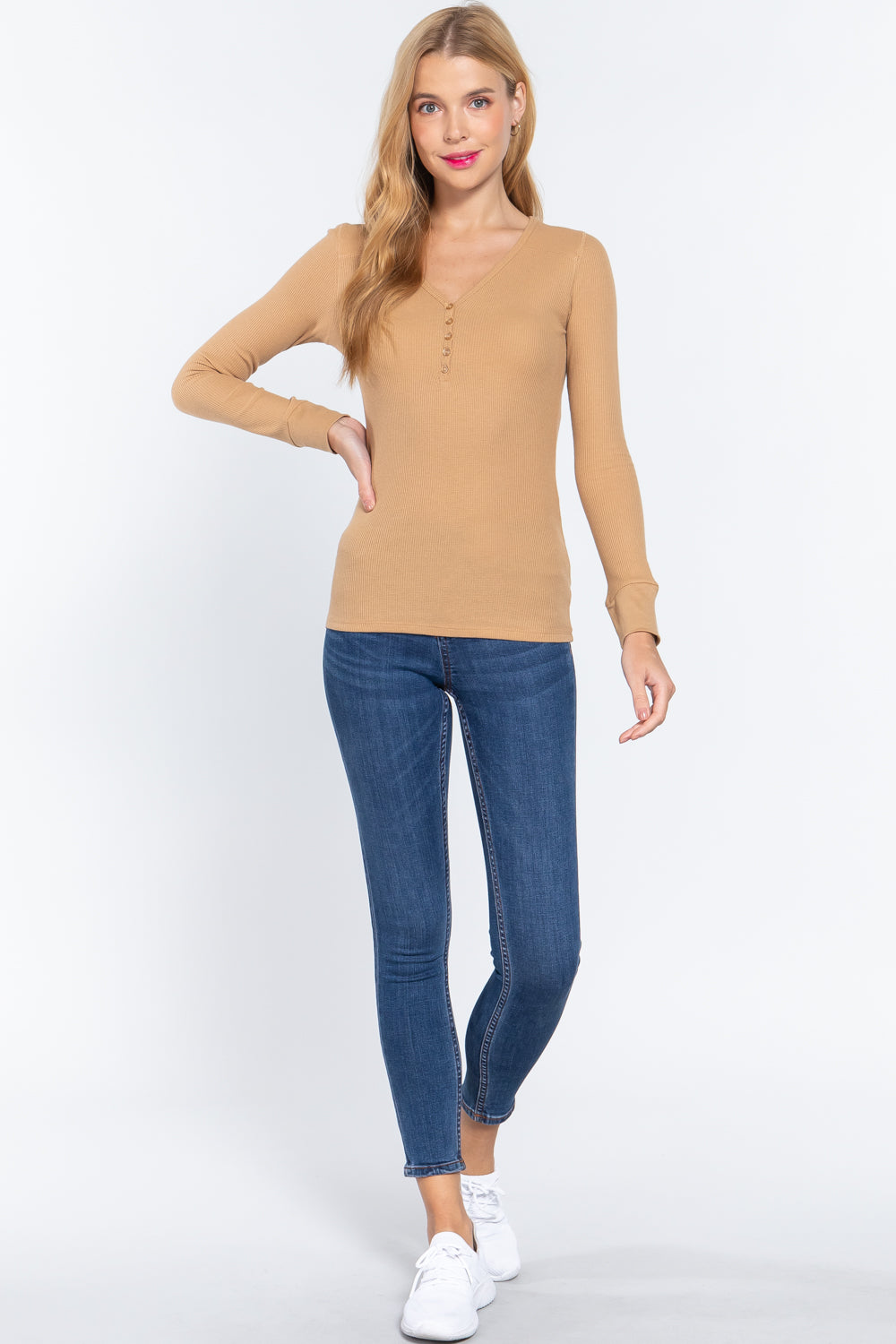 Long Sleeve V Neck Thermal Top