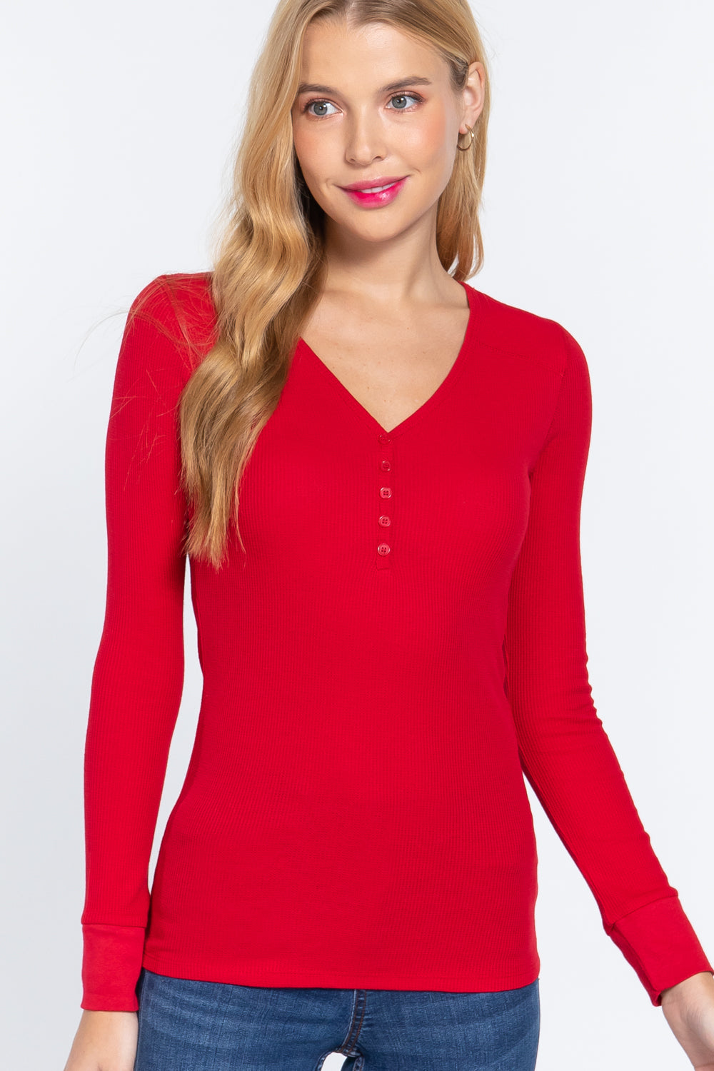 Long Sleeve V Neck Thermal Top