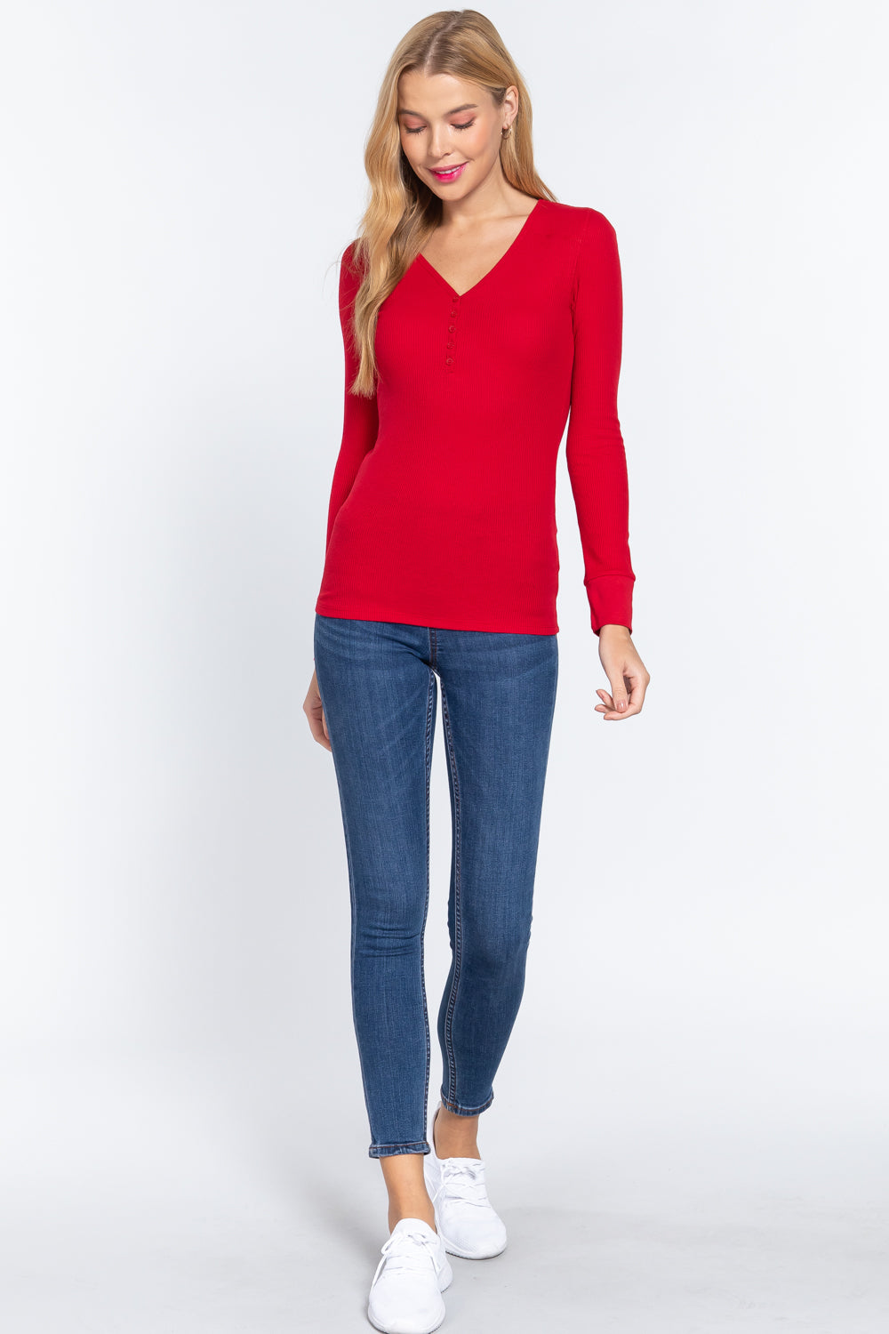 Long Sleeve V Neck Thermal Top