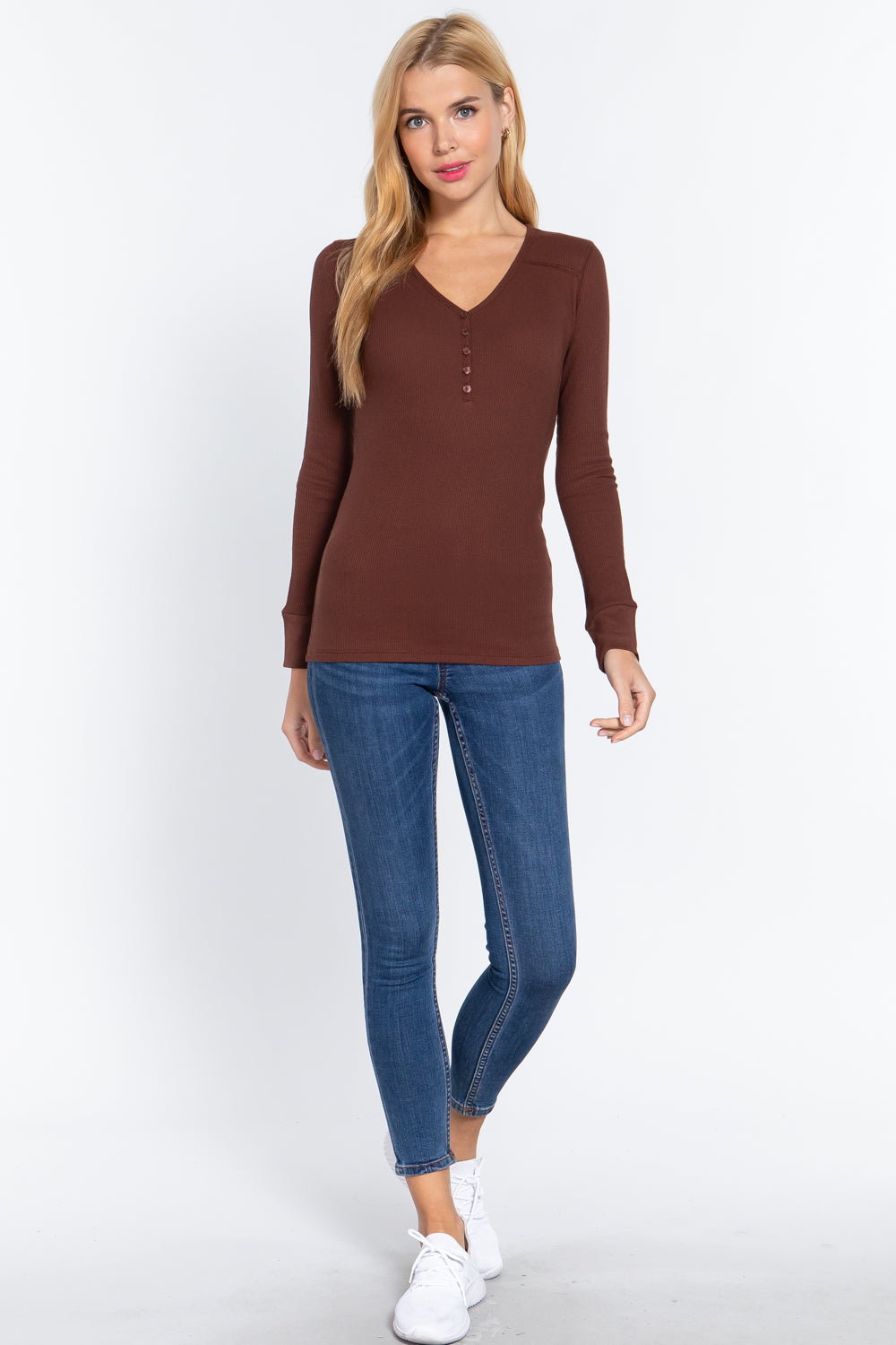 Long Sleeve V Neck Thermal Top