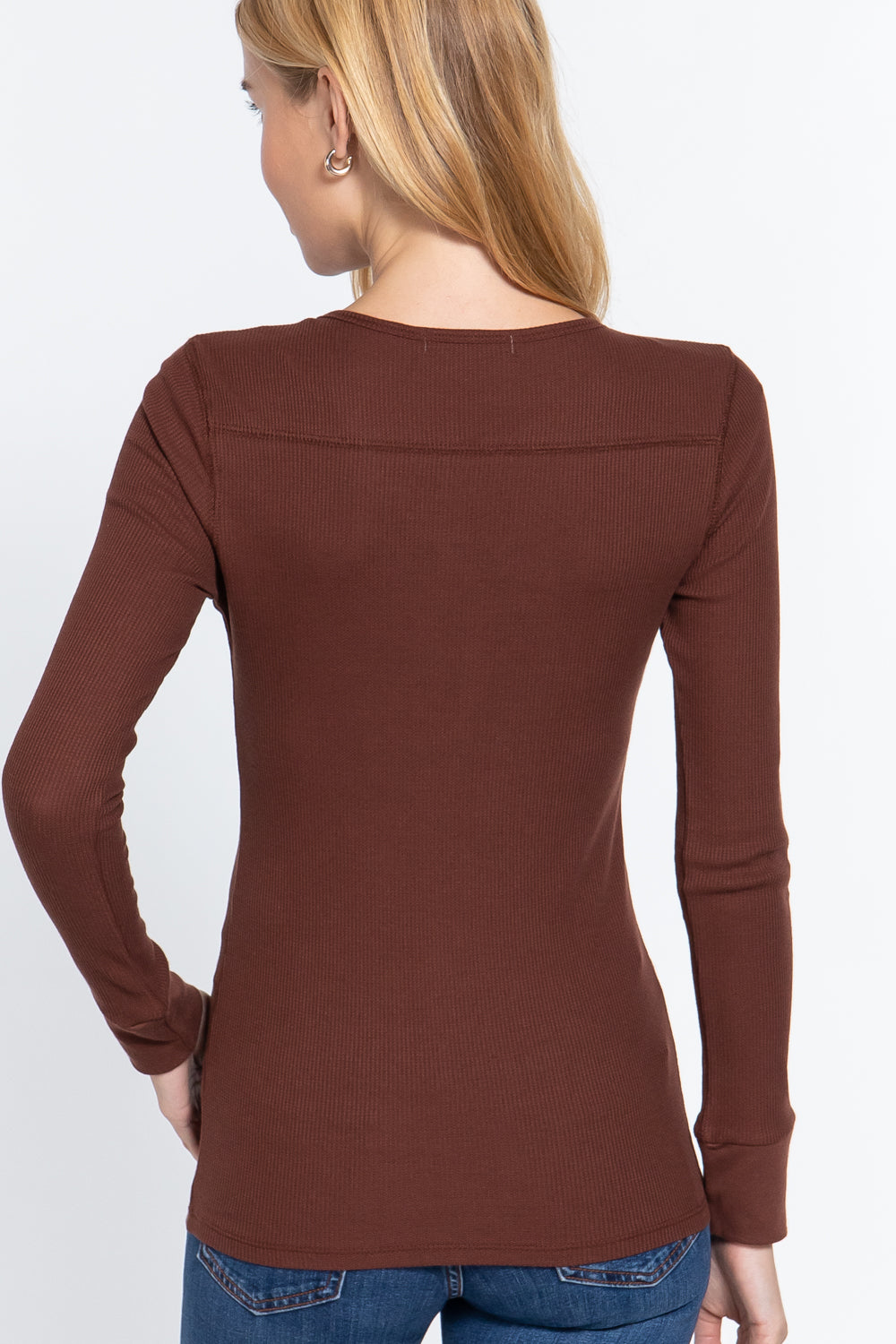 Long Sleeve V Neck Thermal Top
