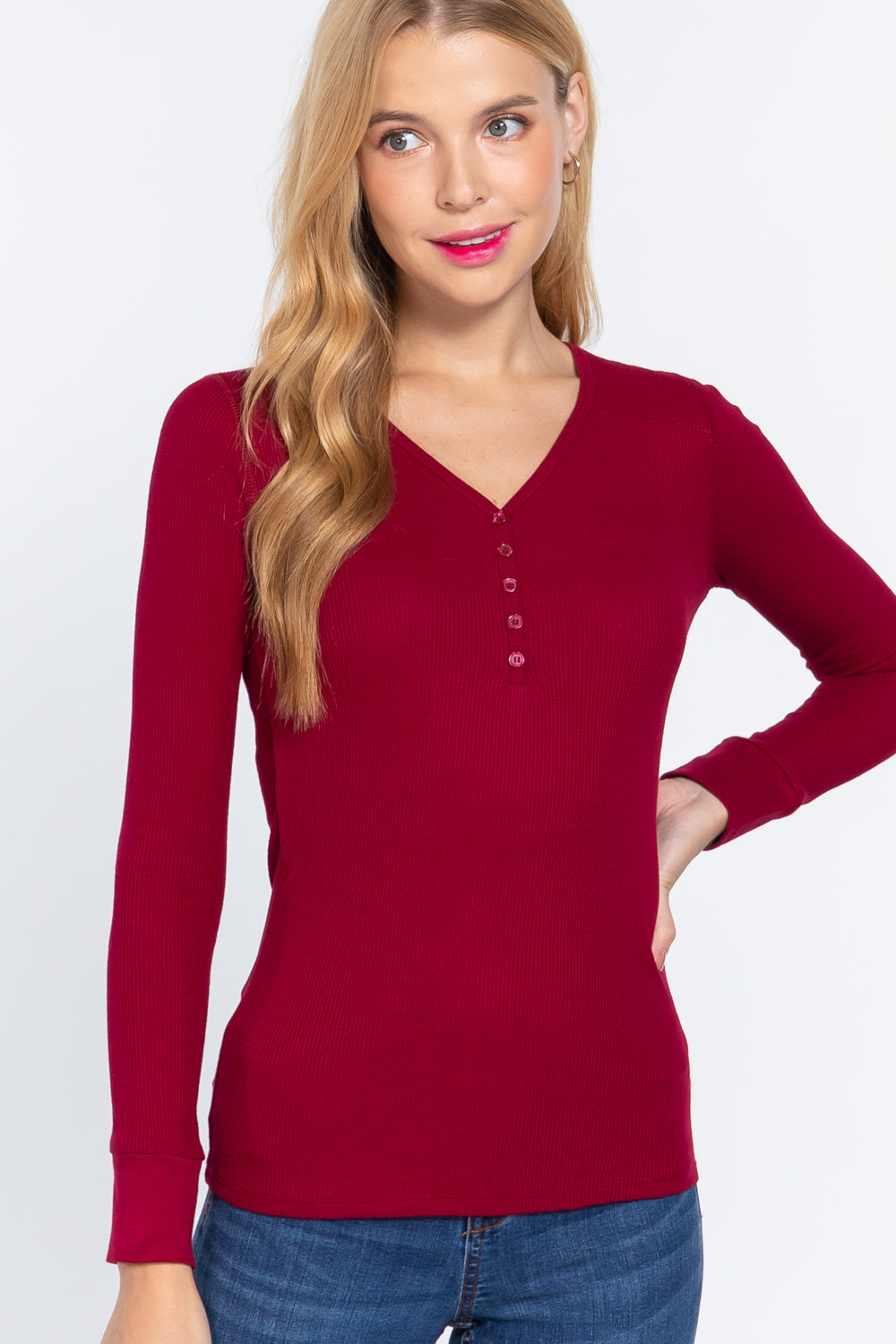 Long Sleeve V Neck Thermal Top