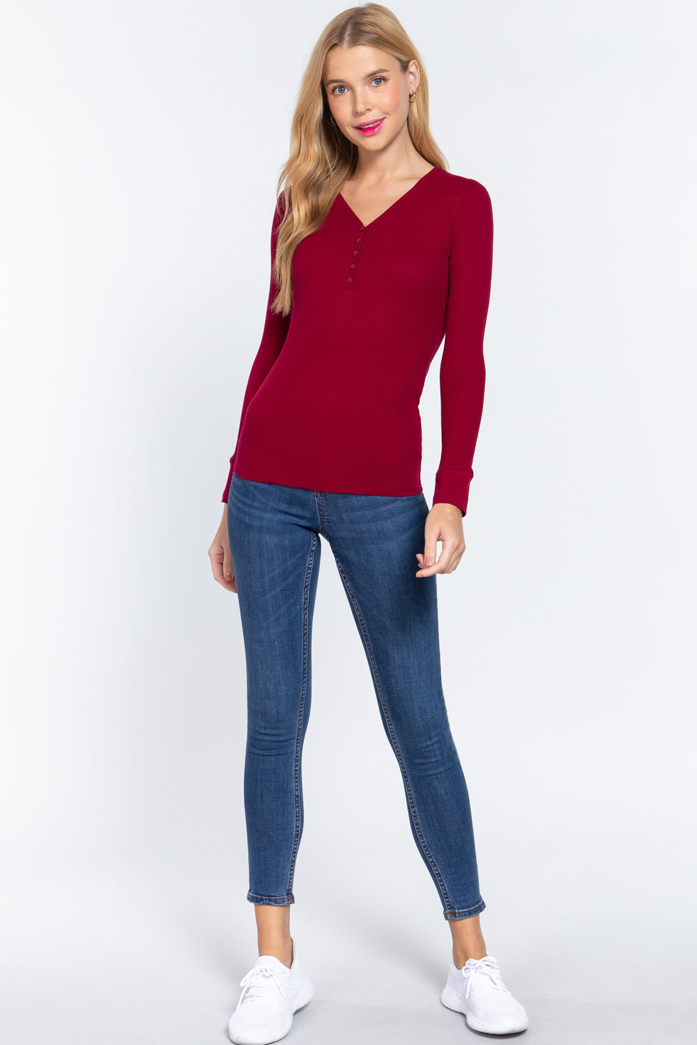 Long Sleeve V Neck Thermal Top