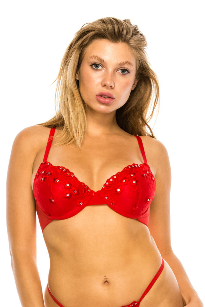 Sequin Floral Bra