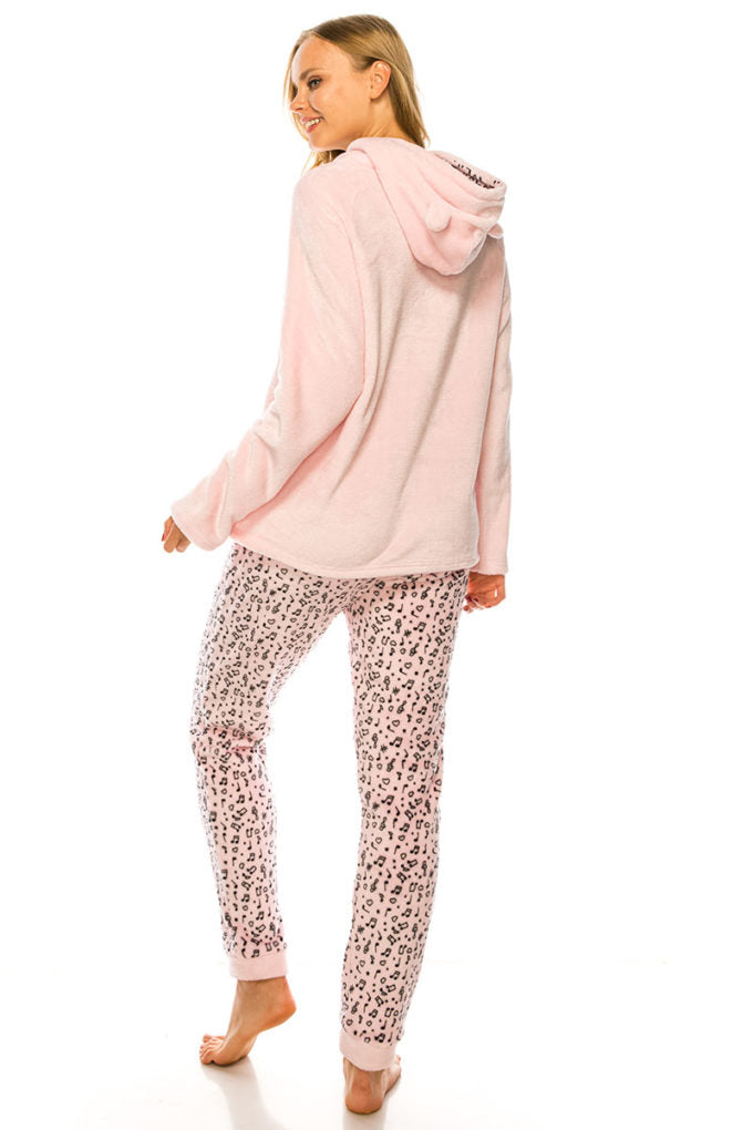 Cozy Pj Hoodie Ears Top & Pants Set