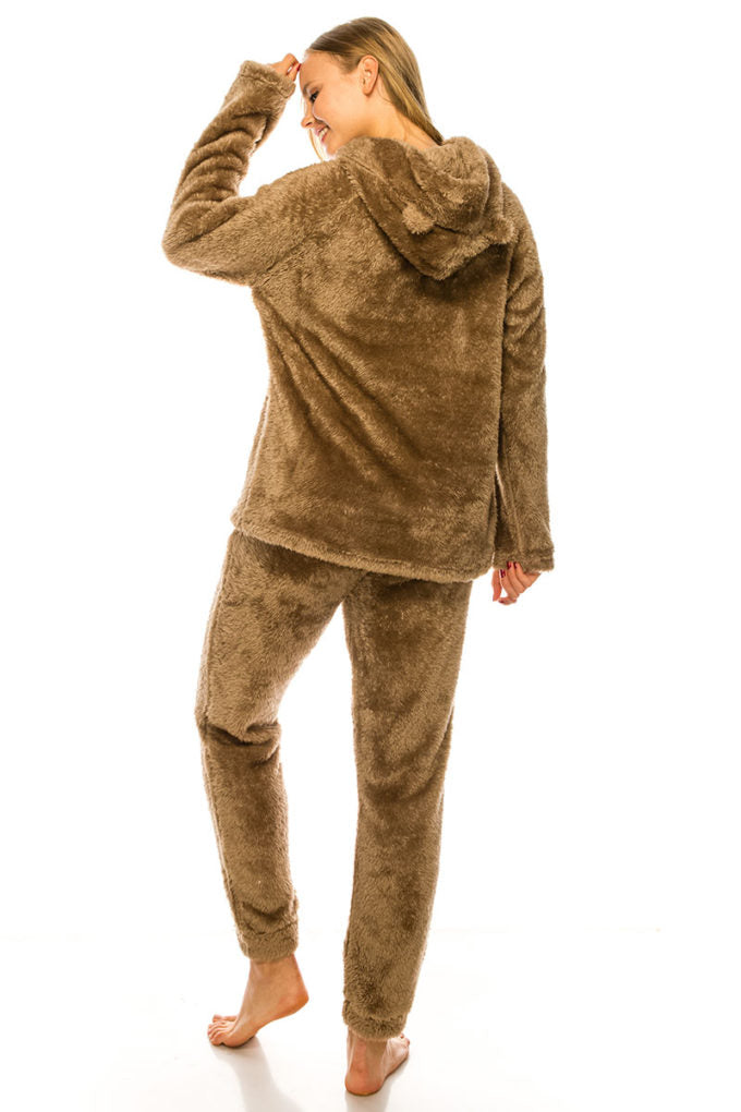 Cozy Pj Hoodie Ears Top & Pants Set