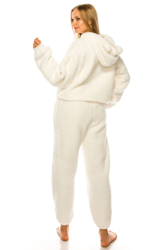 Cozy Pj Hoodie Ears Top & Pants Set