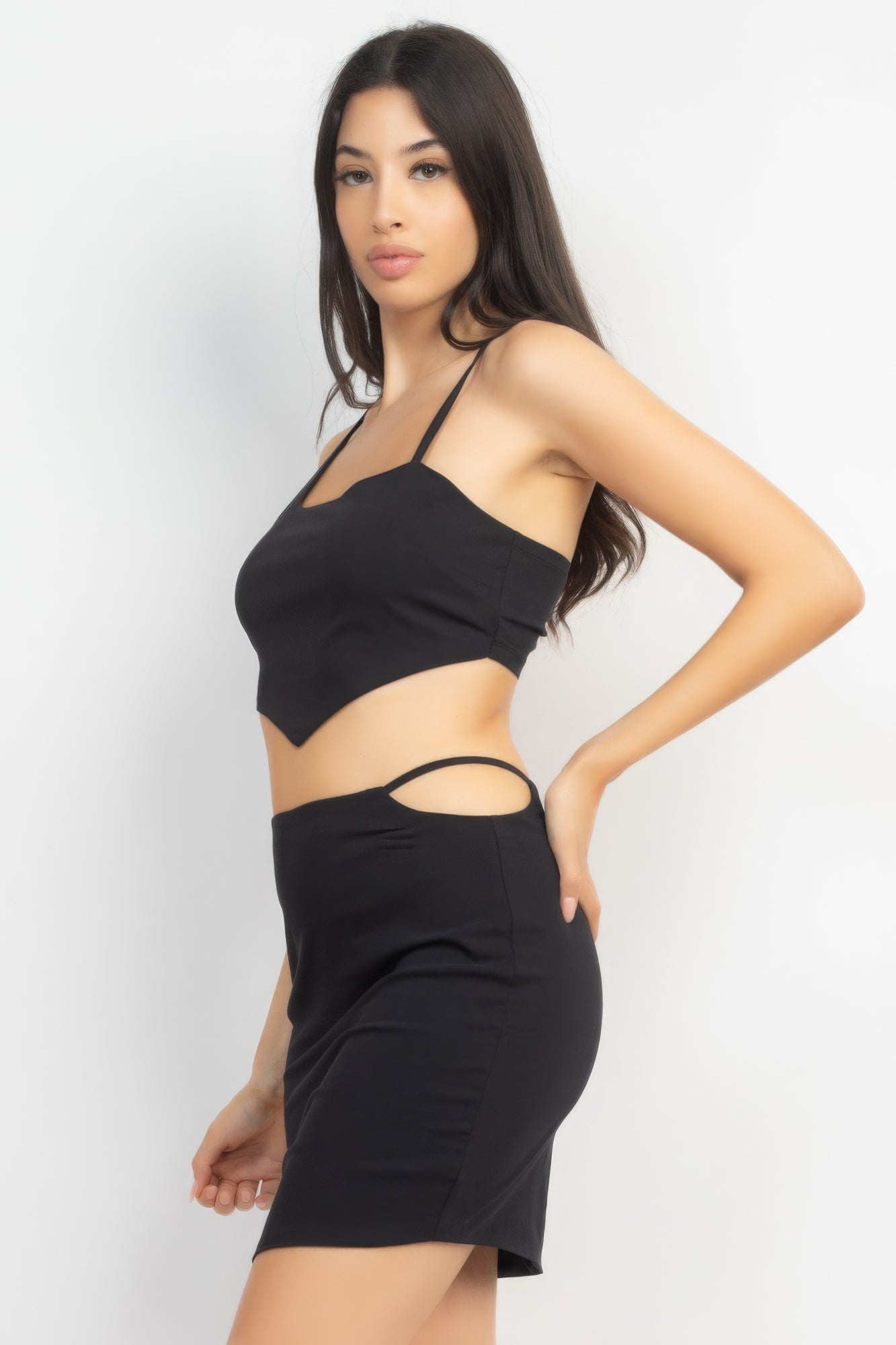 Asymmetrical Cross Back Top & Skirt Set