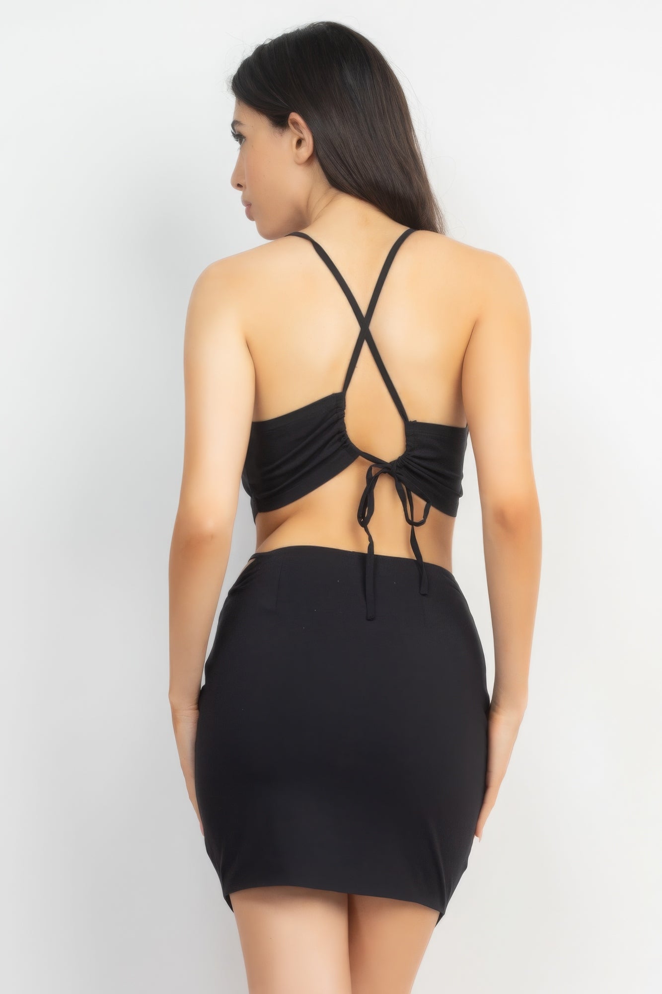 Asymmetrical Cross Back Top & Skirt Set