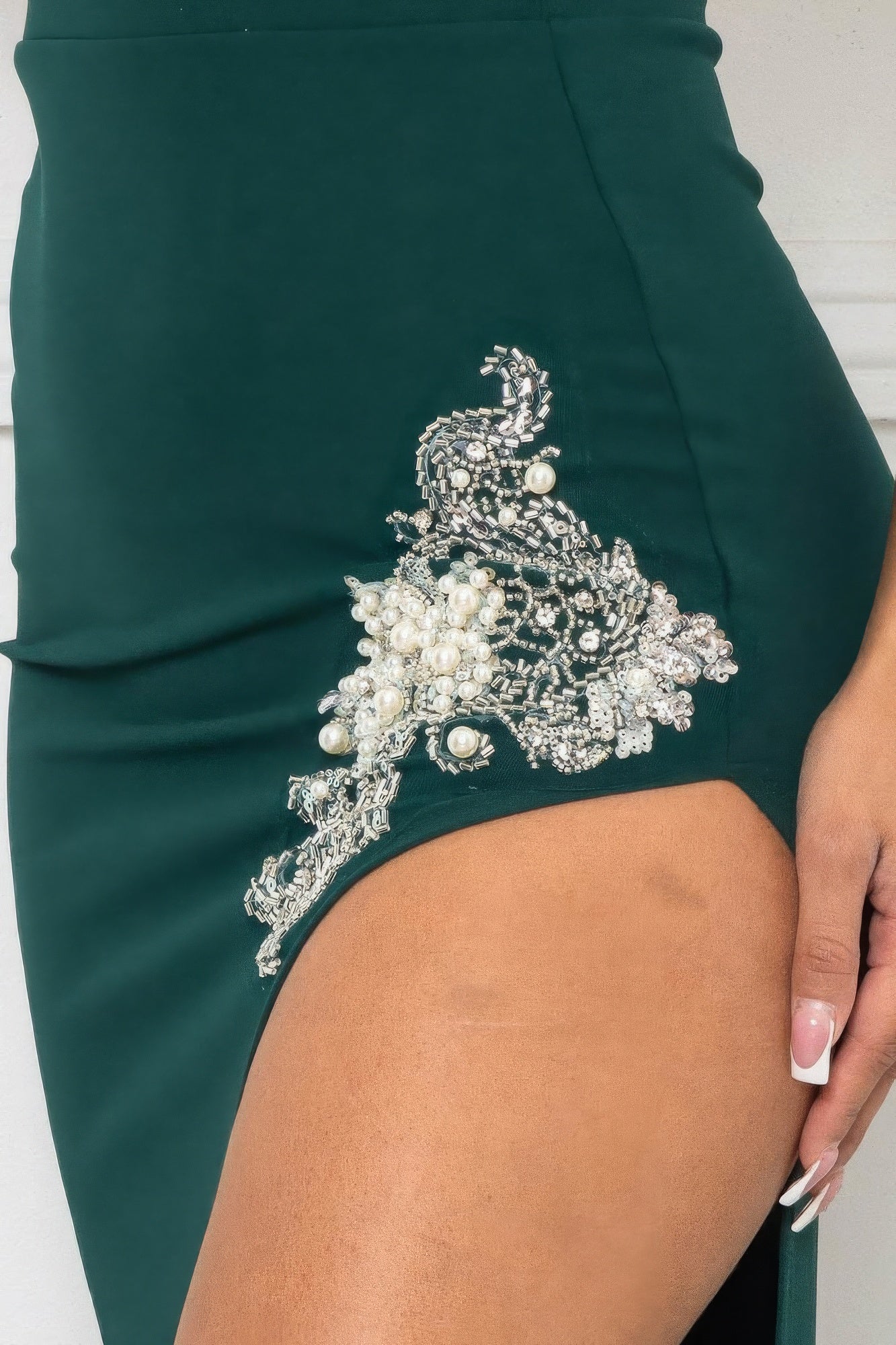 Beaded Embroidered Slit Maxi Dress