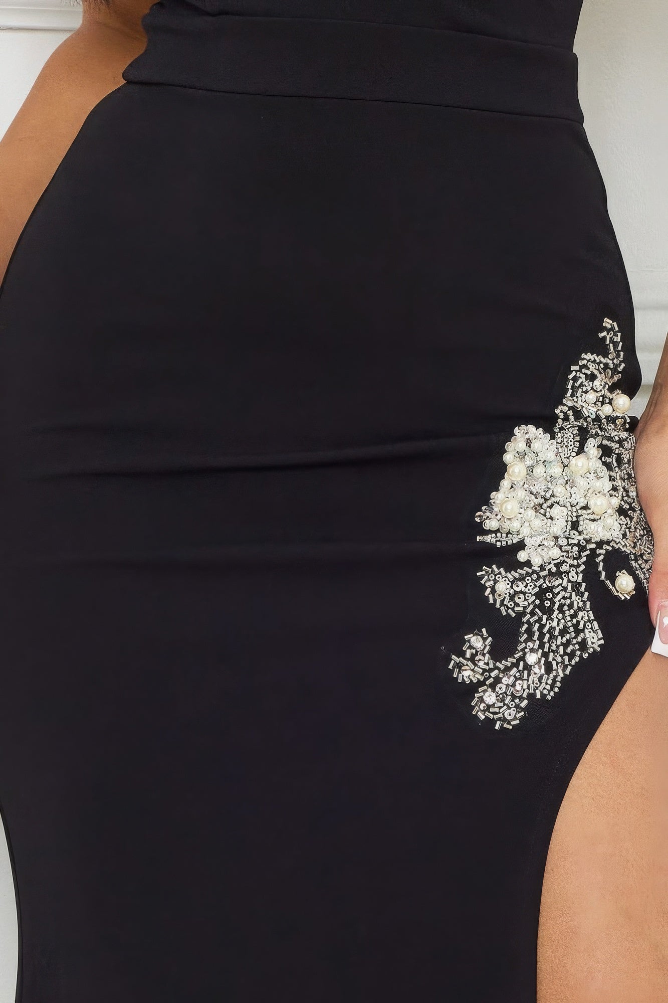 Beaded Embroidered Slit Maxi Dress