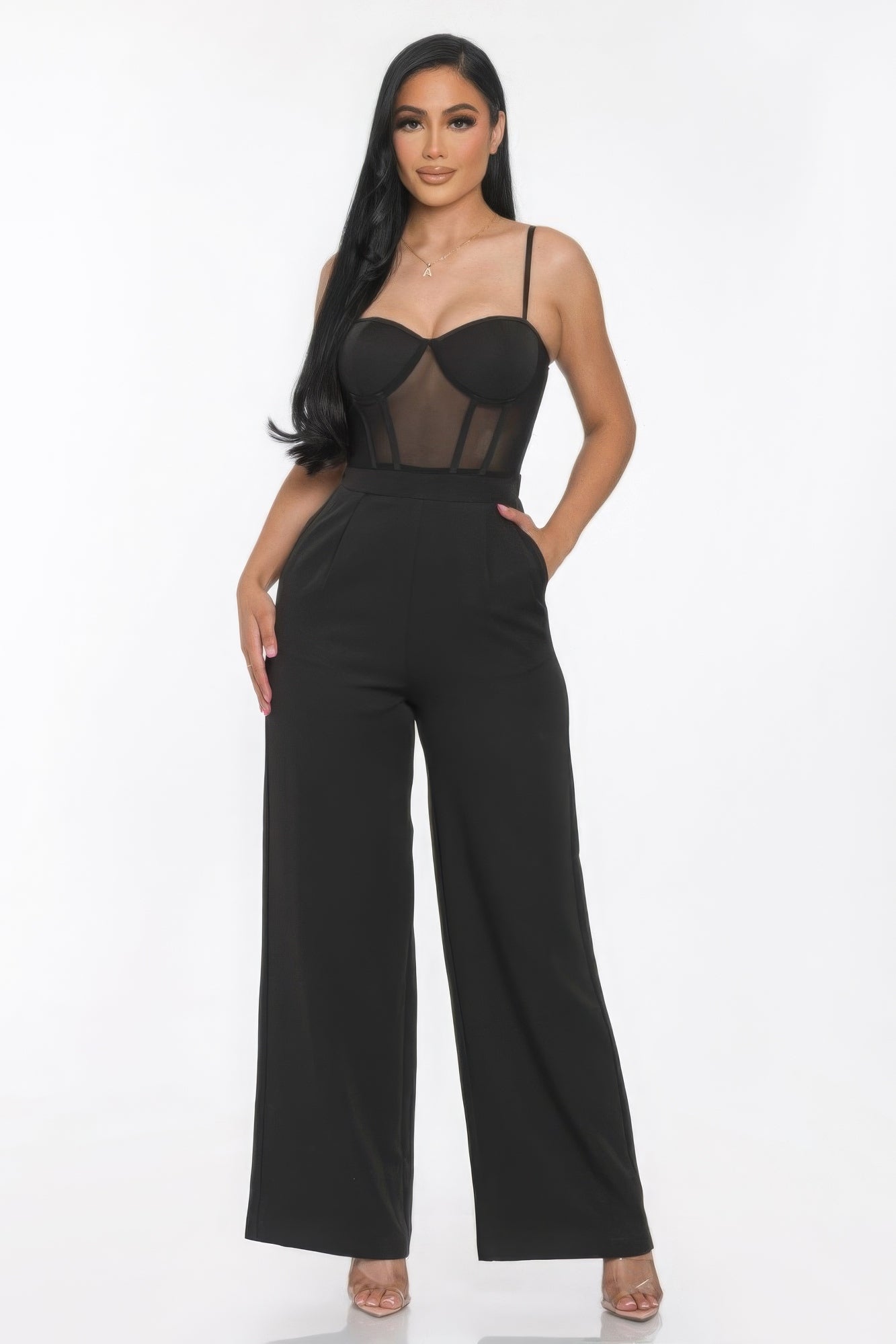 Bustier Top Wide Leg Jumpsuit