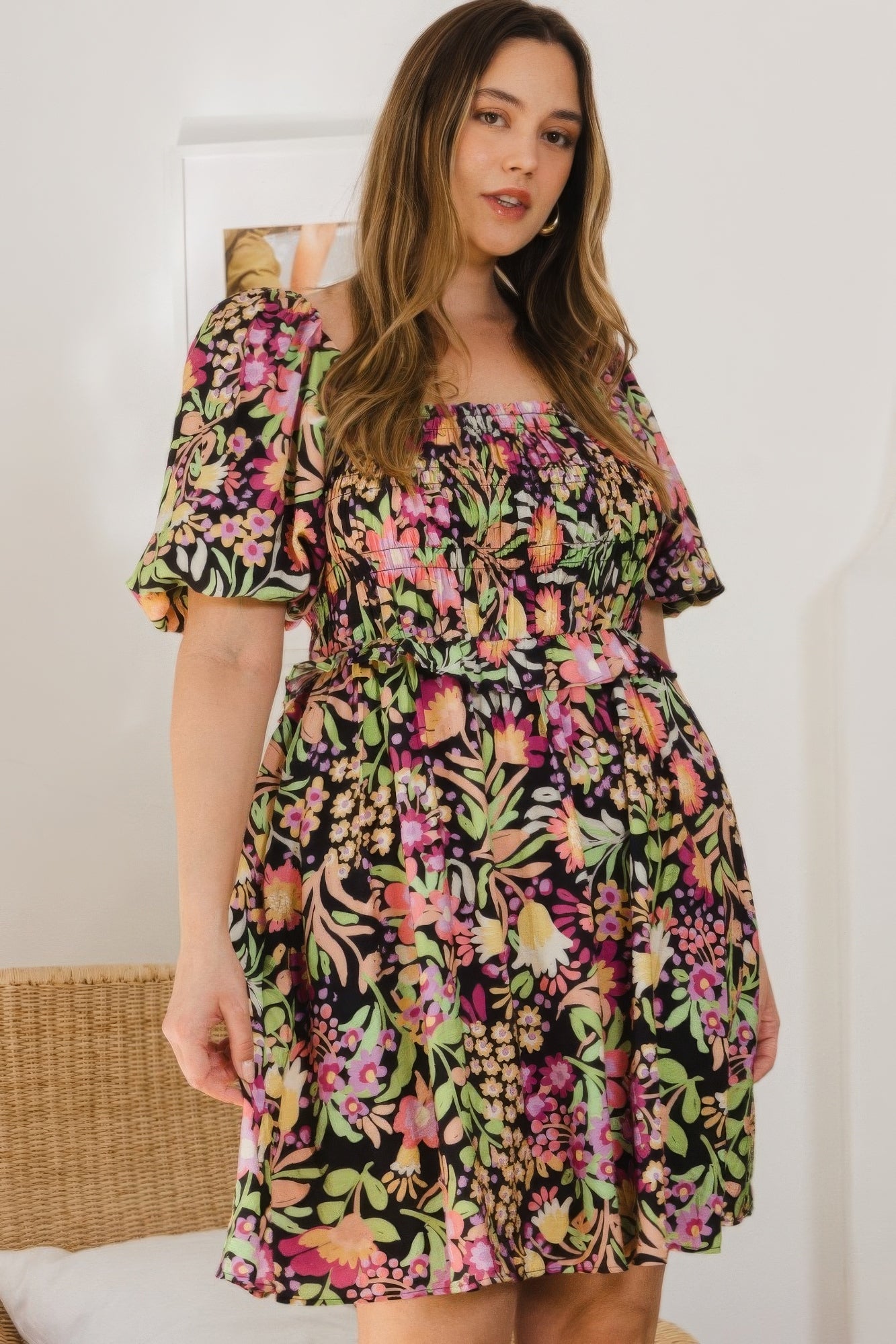Plus Size Floral Mini Dress