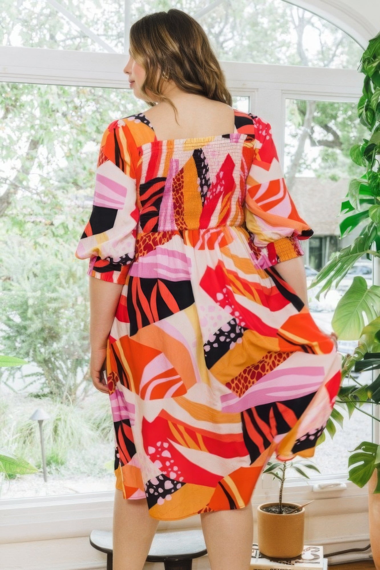 Plus Size Floral Print Midi Dress