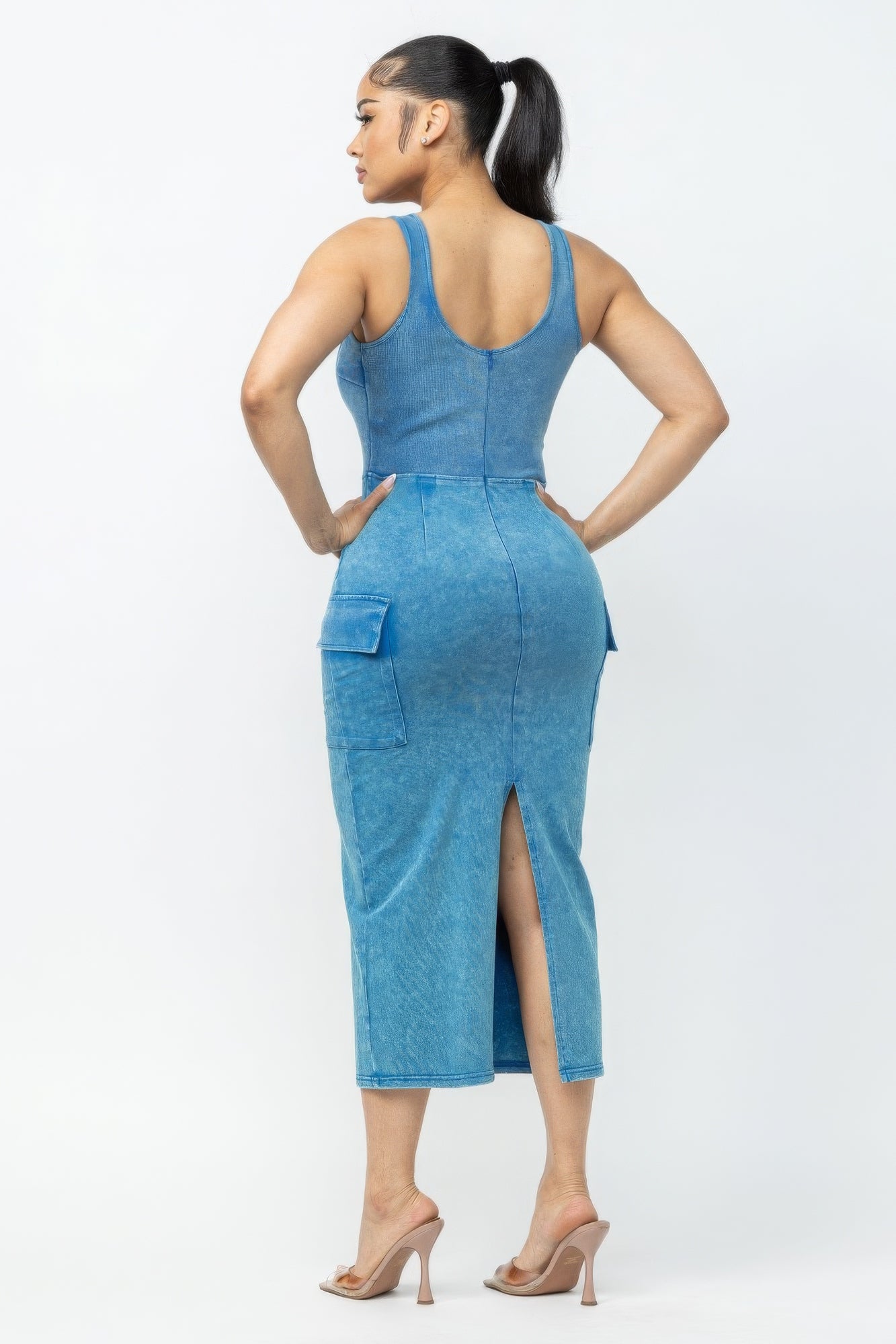 Washed Cargo Midi Dress