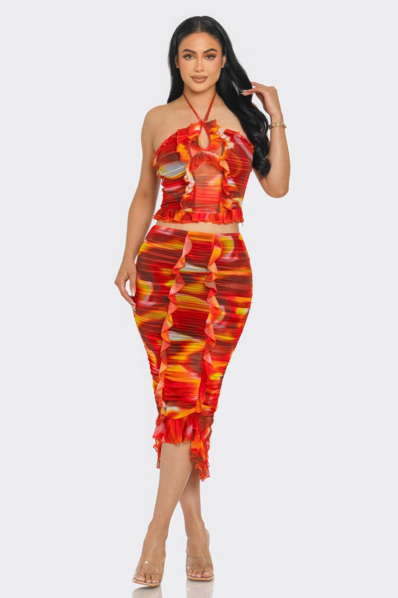 Tropical Waters Mesh Skirt Set
