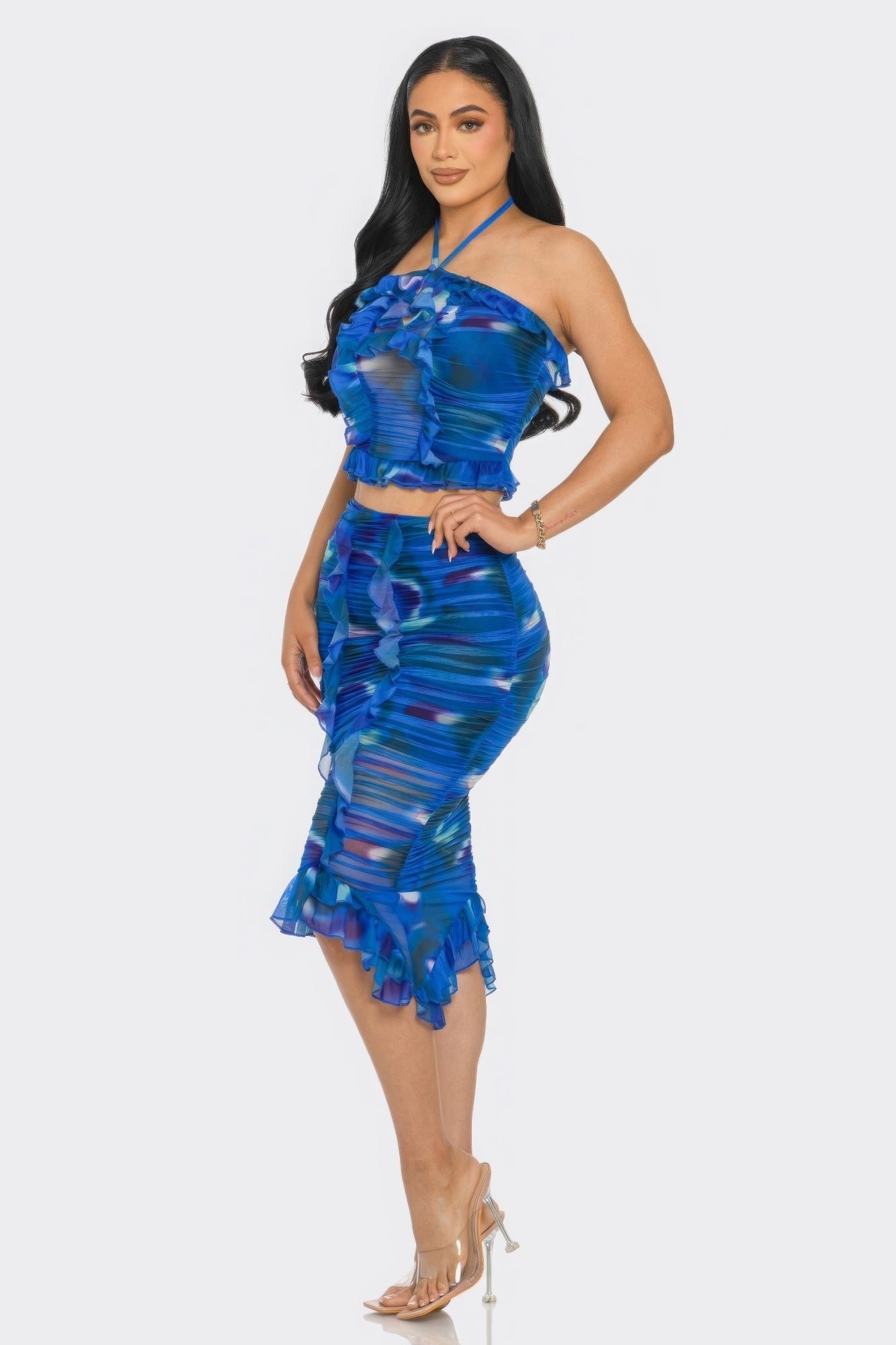 Tropical Waters Mesh Skirt Set
