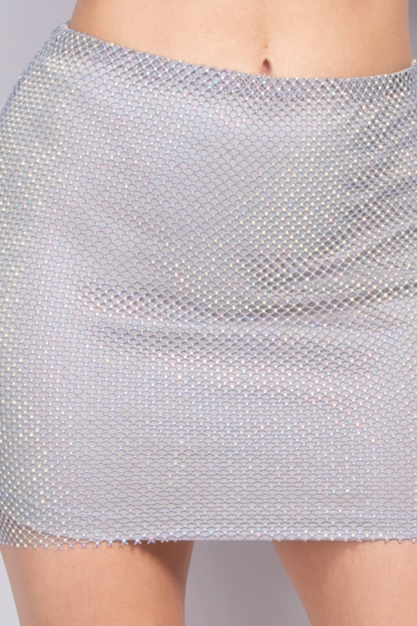Rhinestone Fishnet Mini Skirt