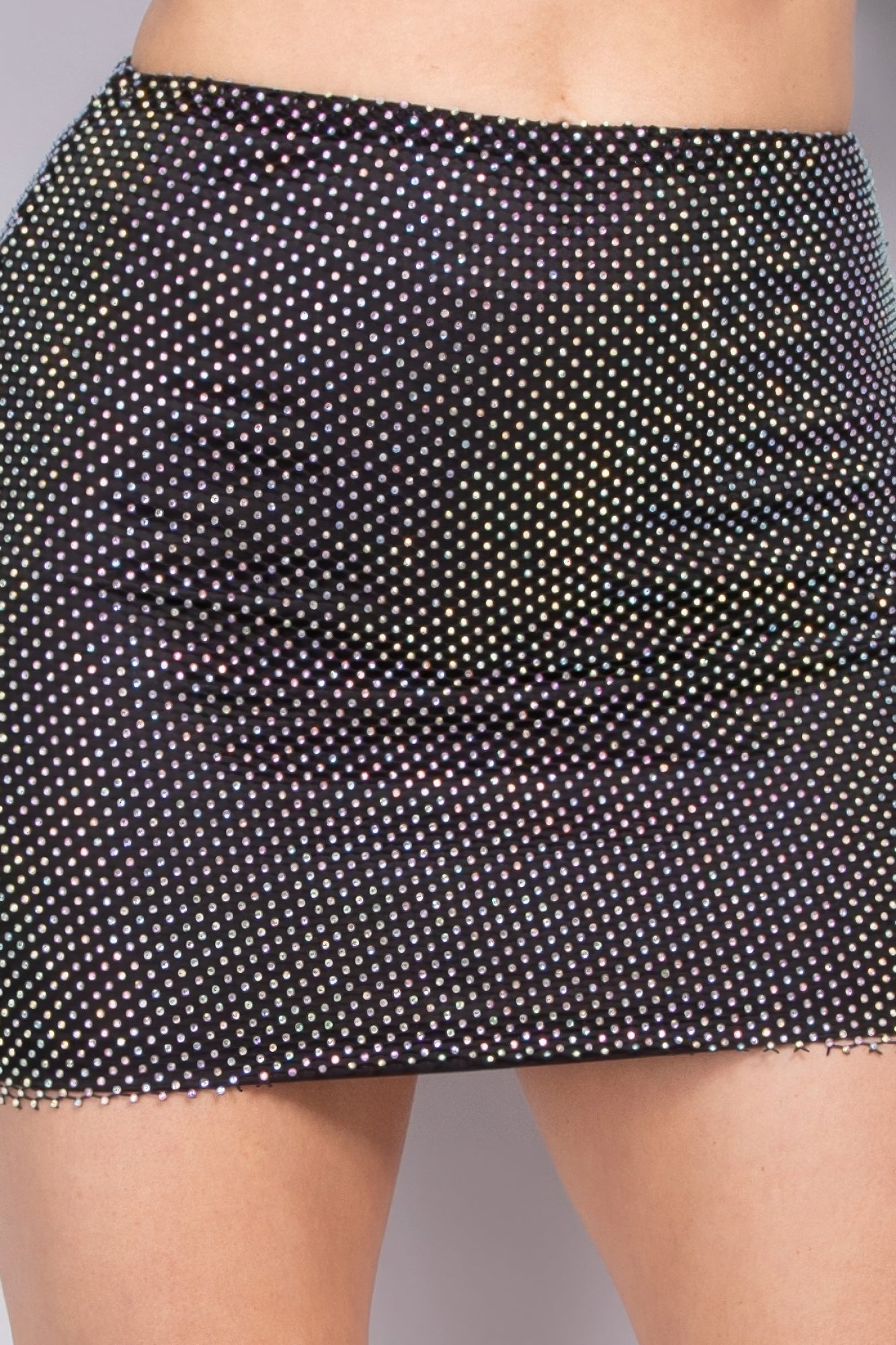 Rhinestone Fishnet Mini Skirt