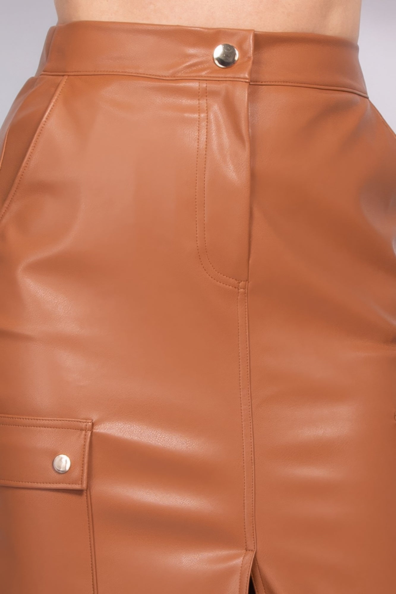 Faux Leather Cargo Skirt