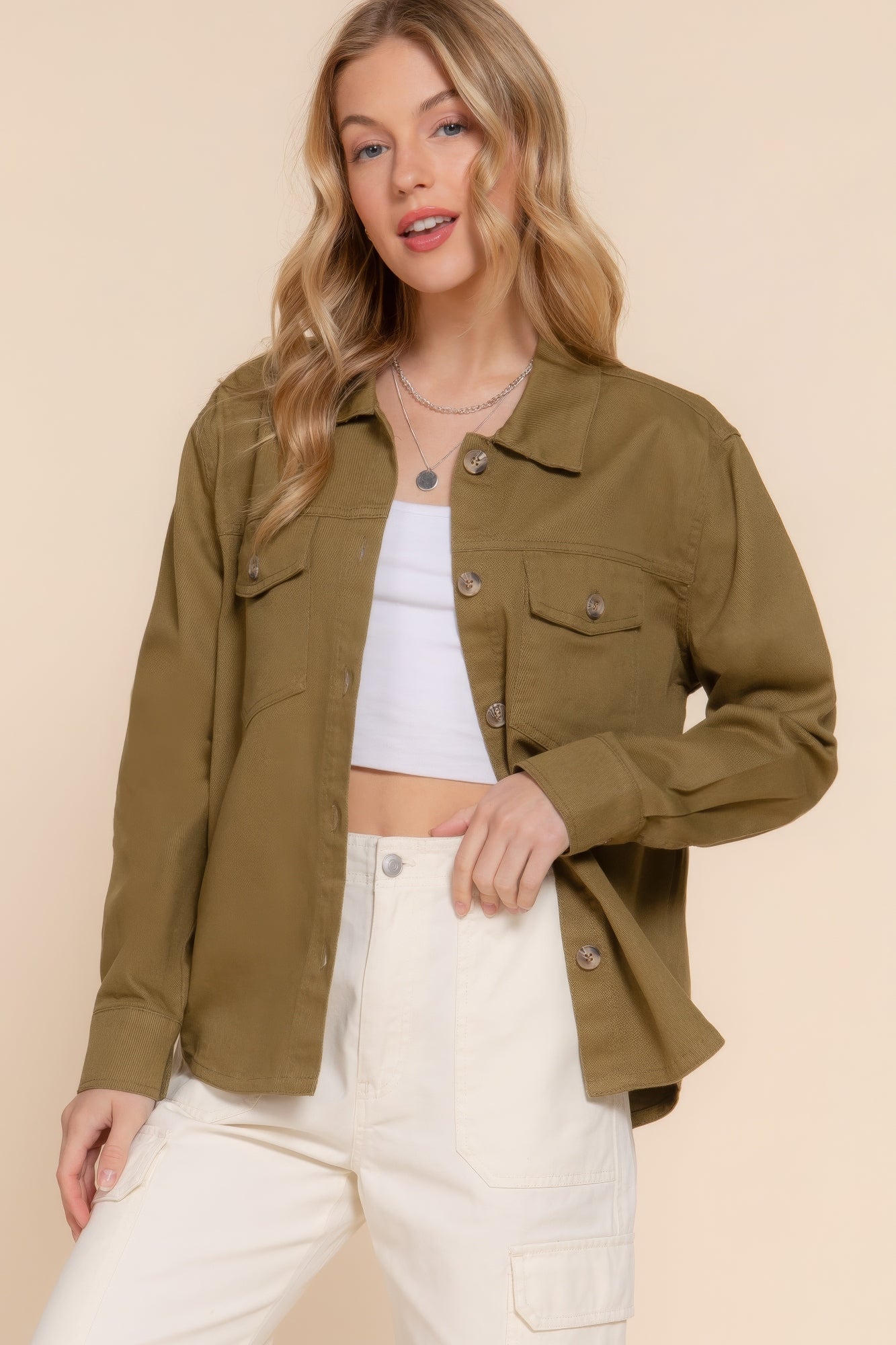 Button Down Cotton Denim Jacket