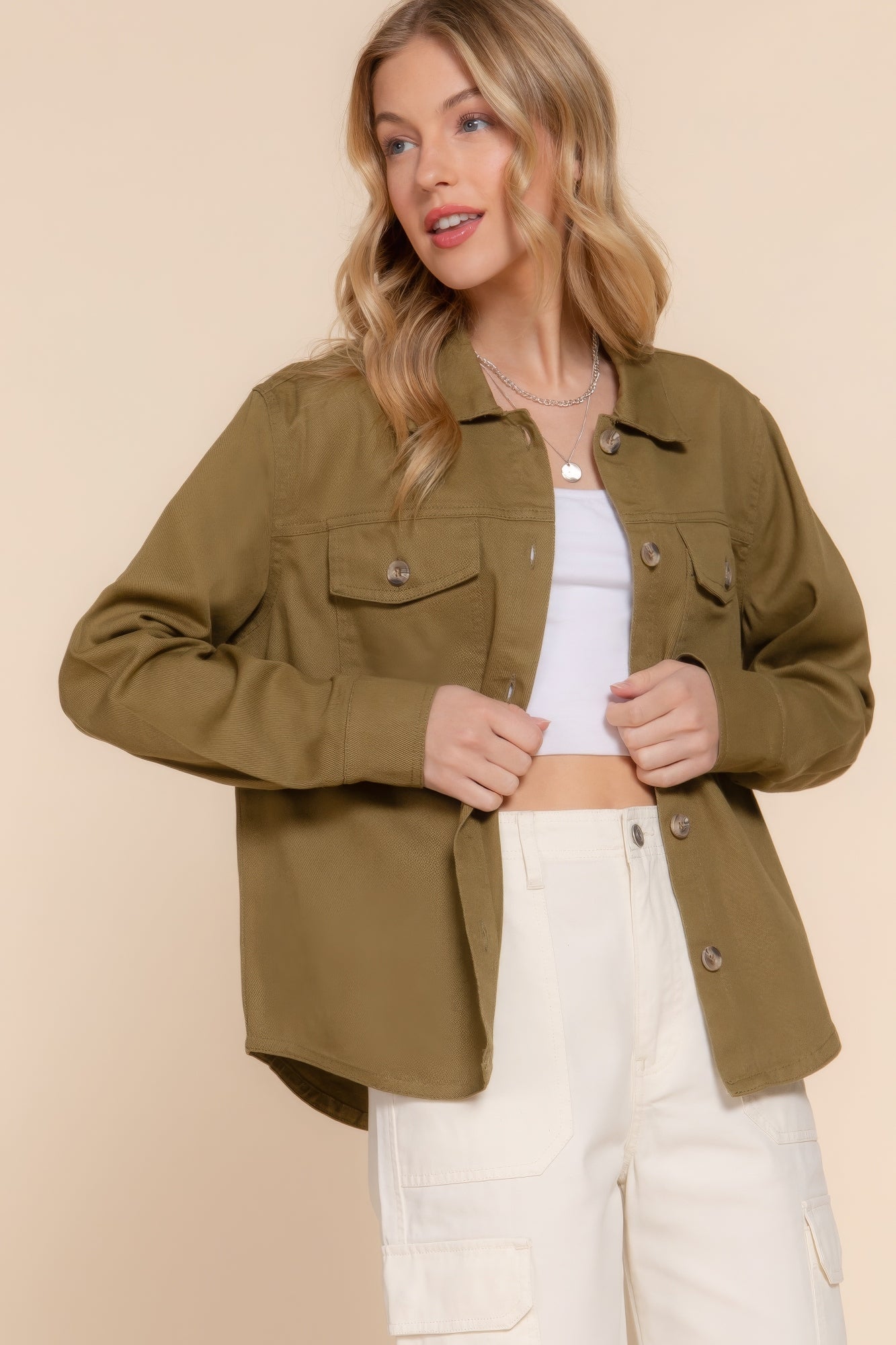 Button Down Cotton Denim Jacket