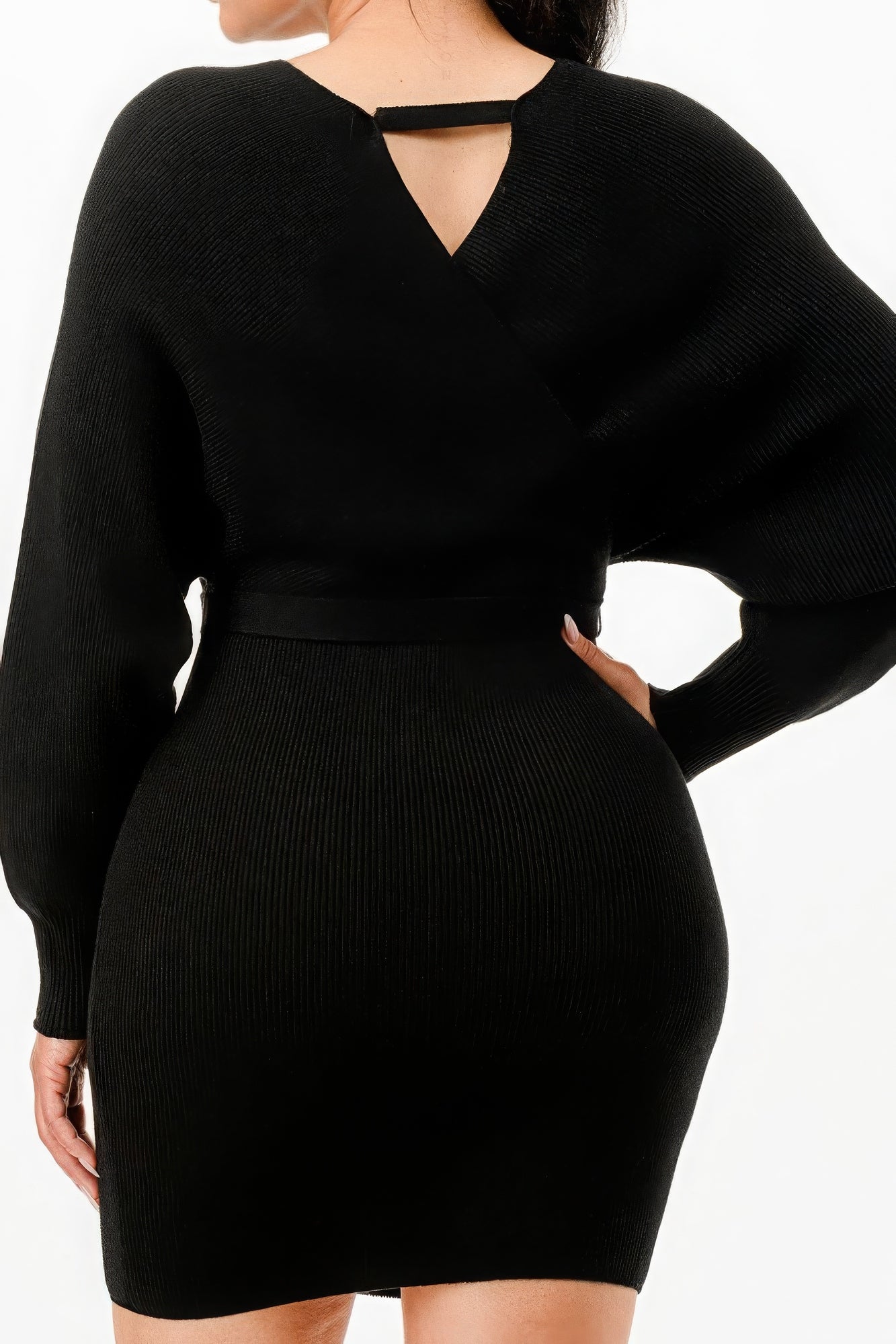 Belted Ribbed Sweather Dress