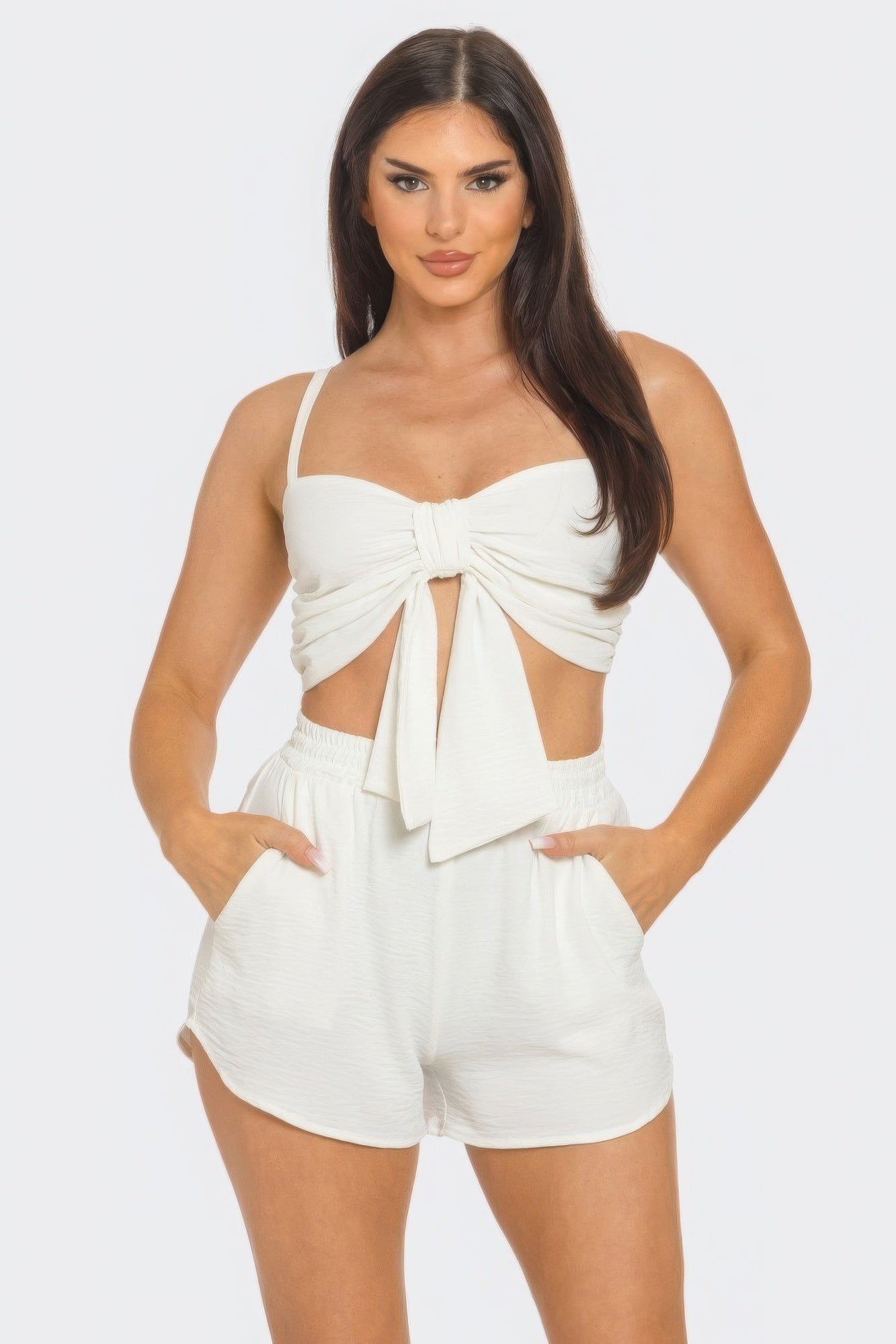 Bow Twisted Tie Top & Shorts Set