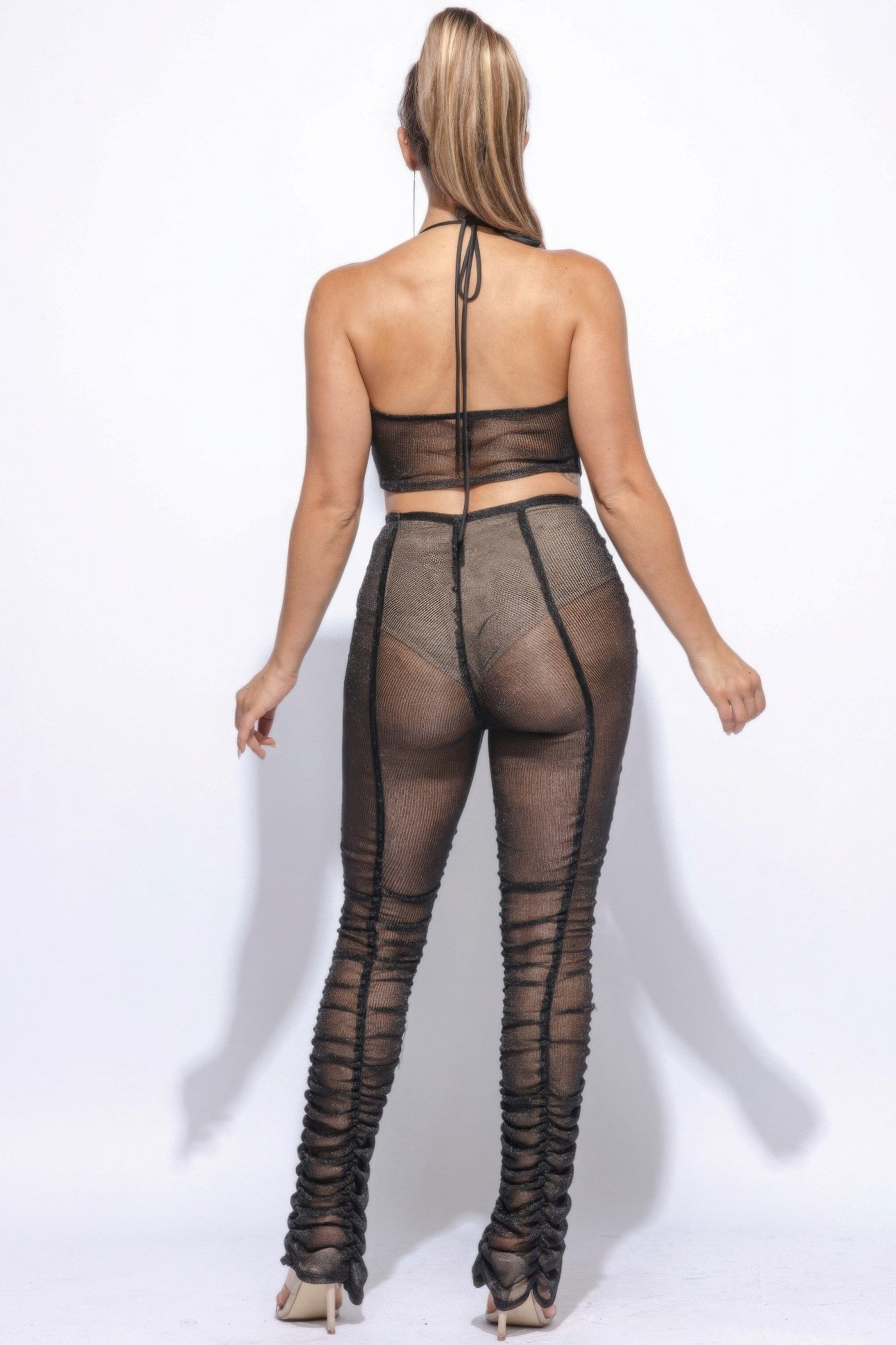 Halter Top & Ruched Pants Set