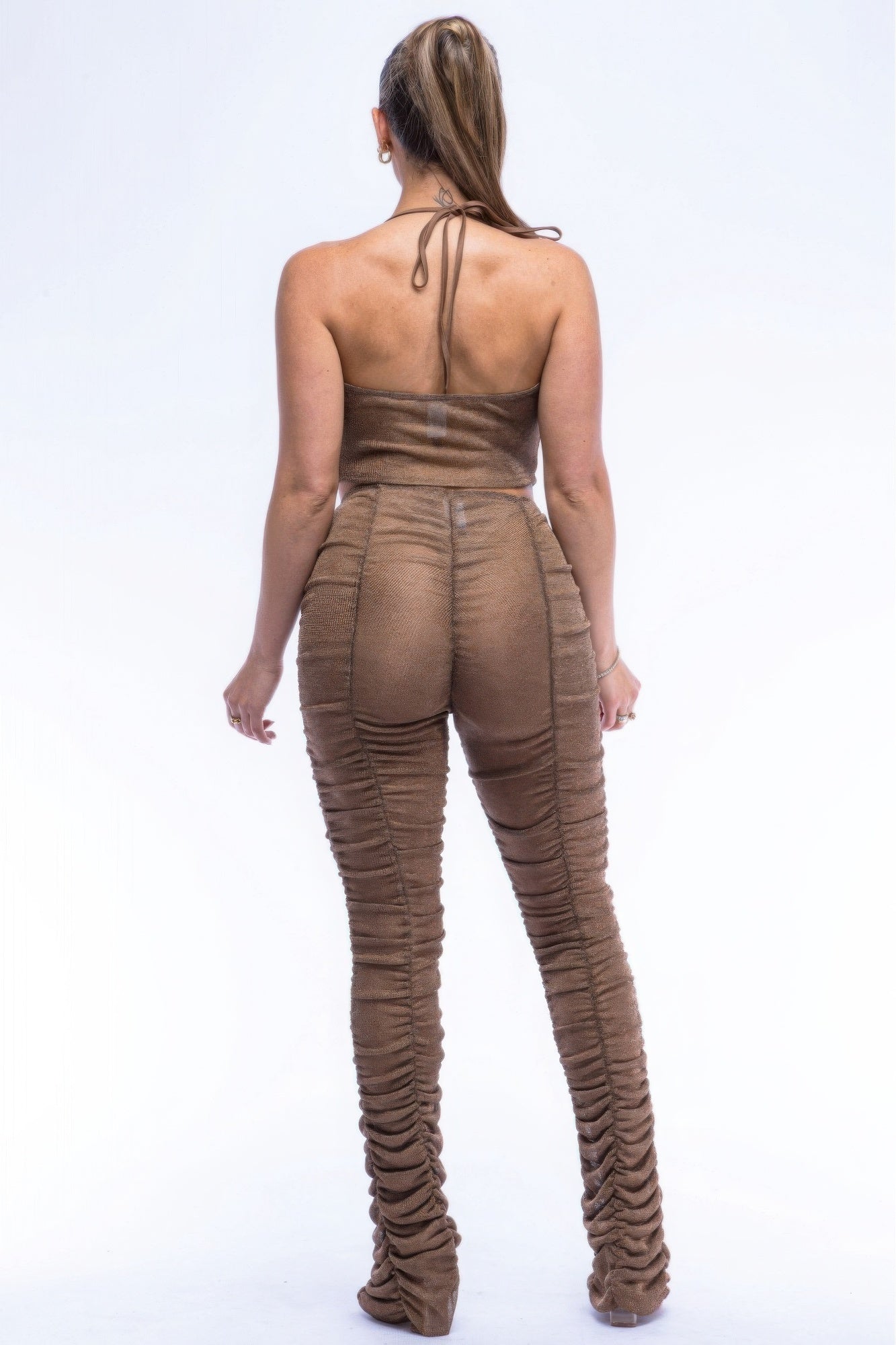 Halter Top & Ruched Pants Set