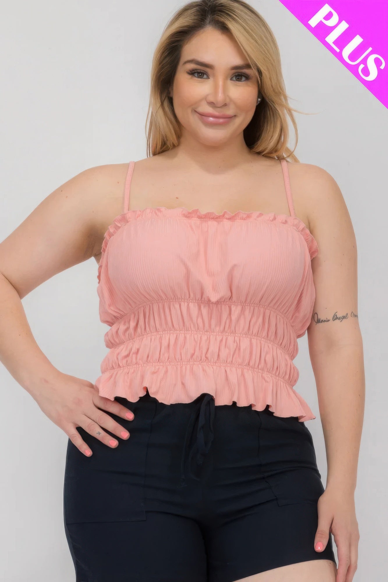 Plus Size Shirred Crop Top