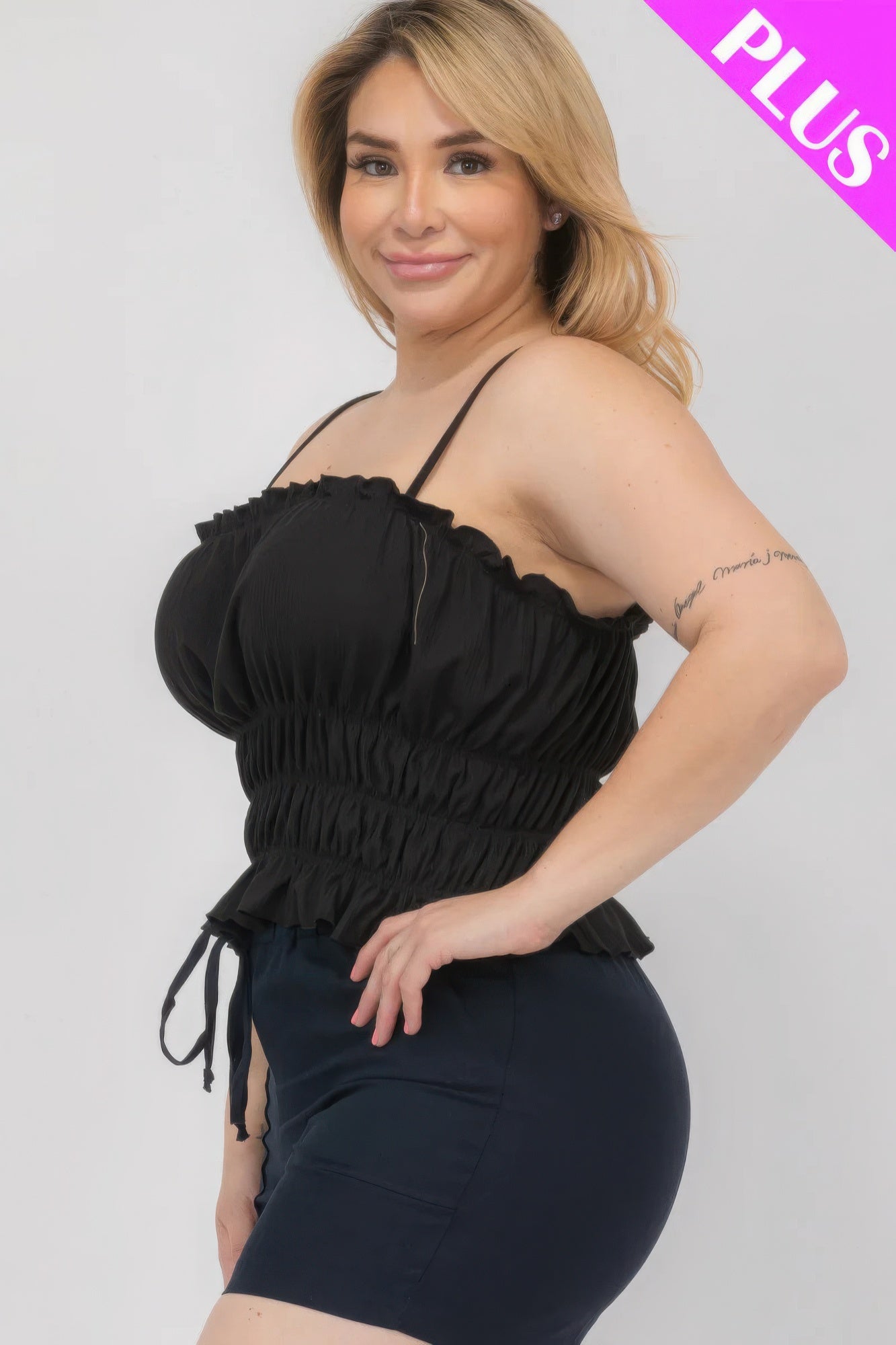 Plus Size Shirred Crop Top