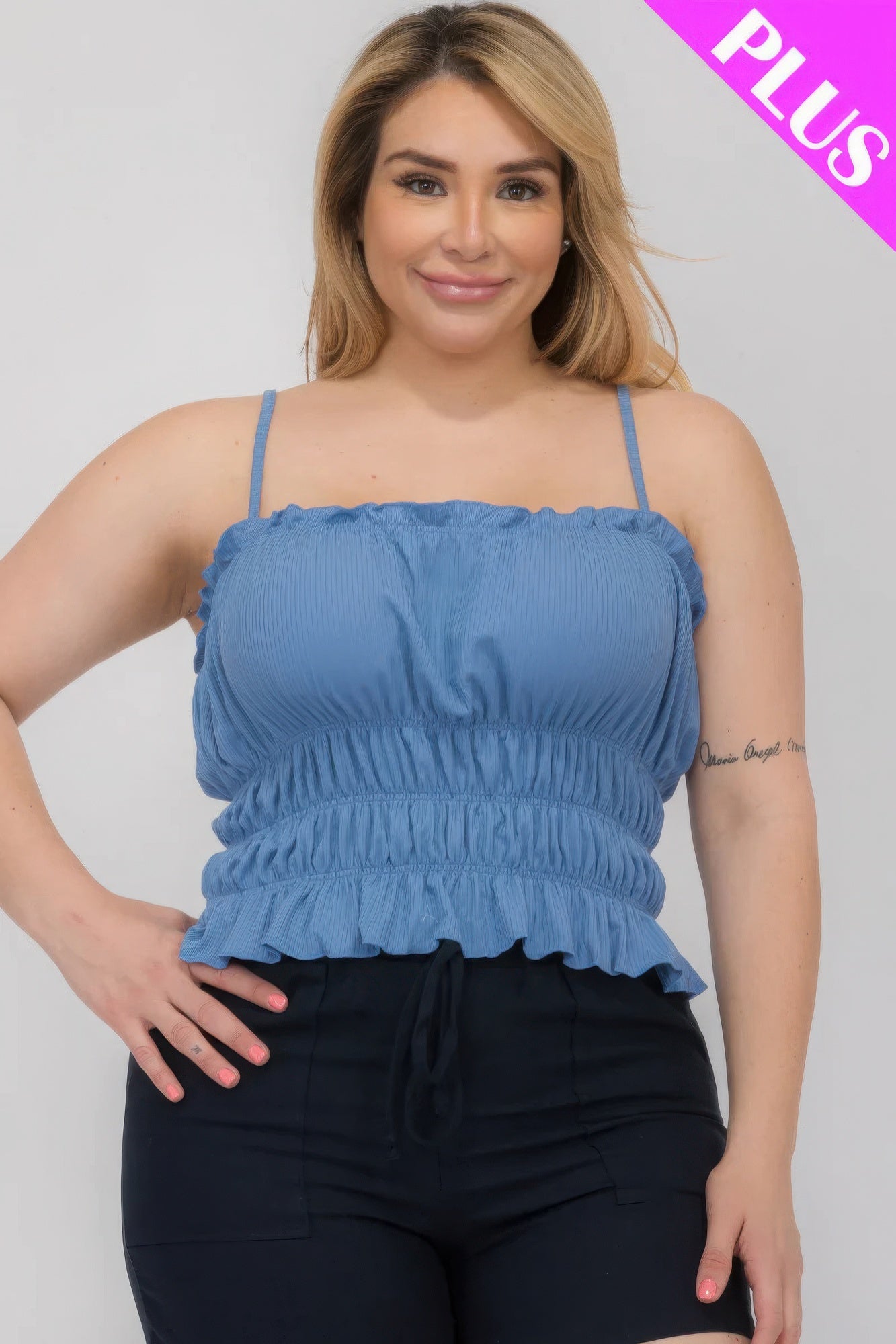 Plus Size Shirred Crop Top
