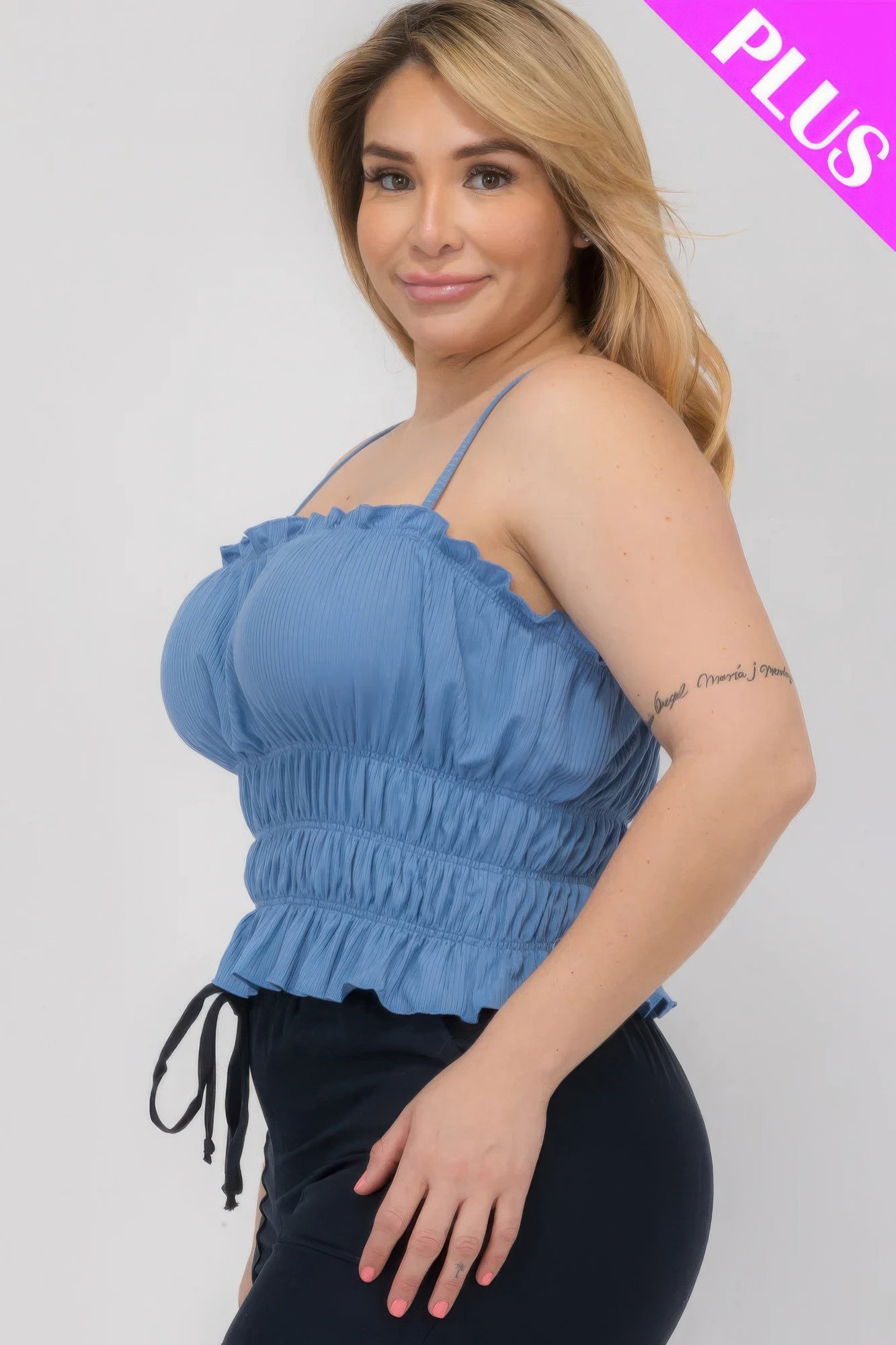 Plus Size Shirred Crop Top