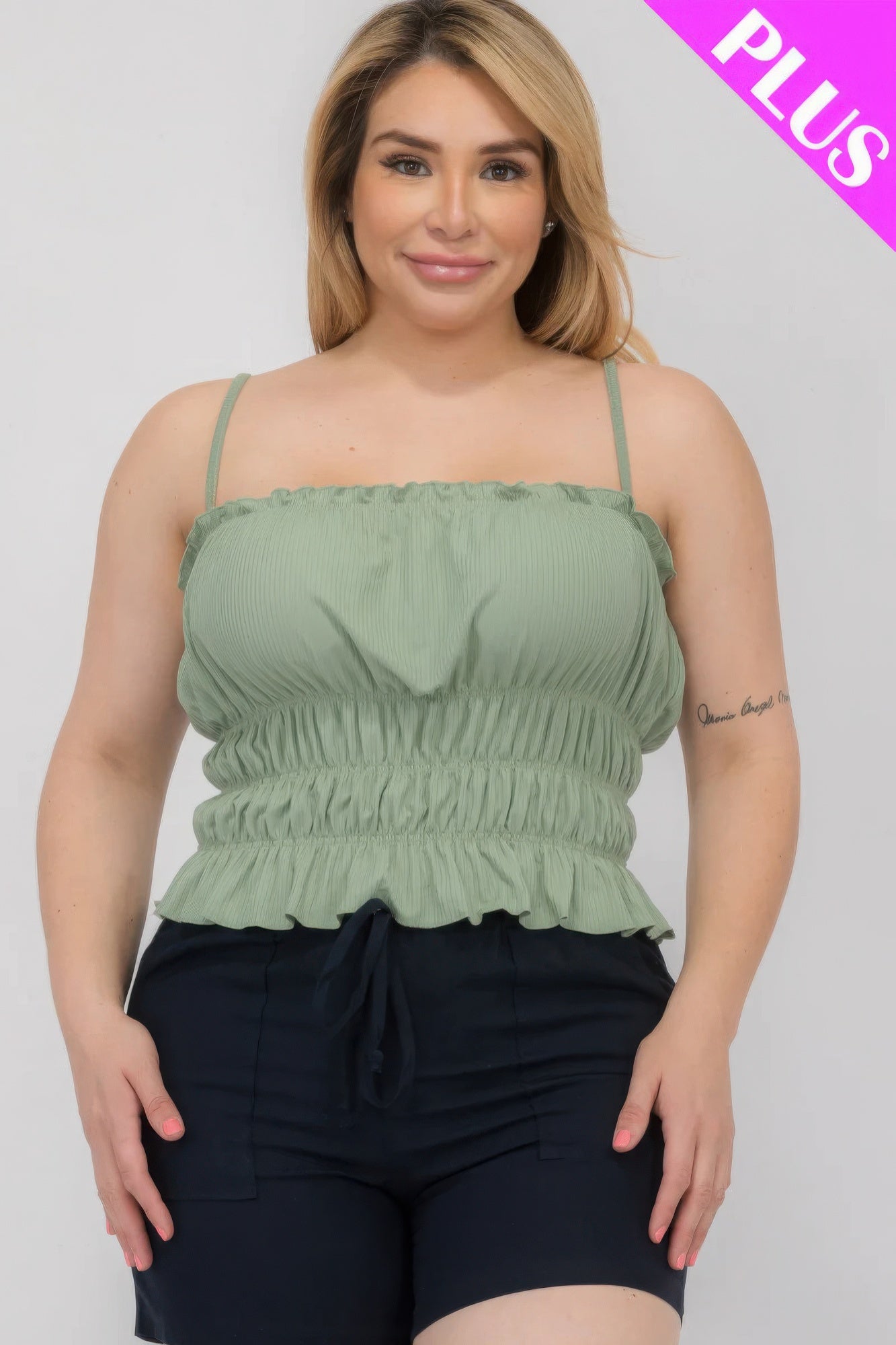 Plus Size Shirred Crop Top