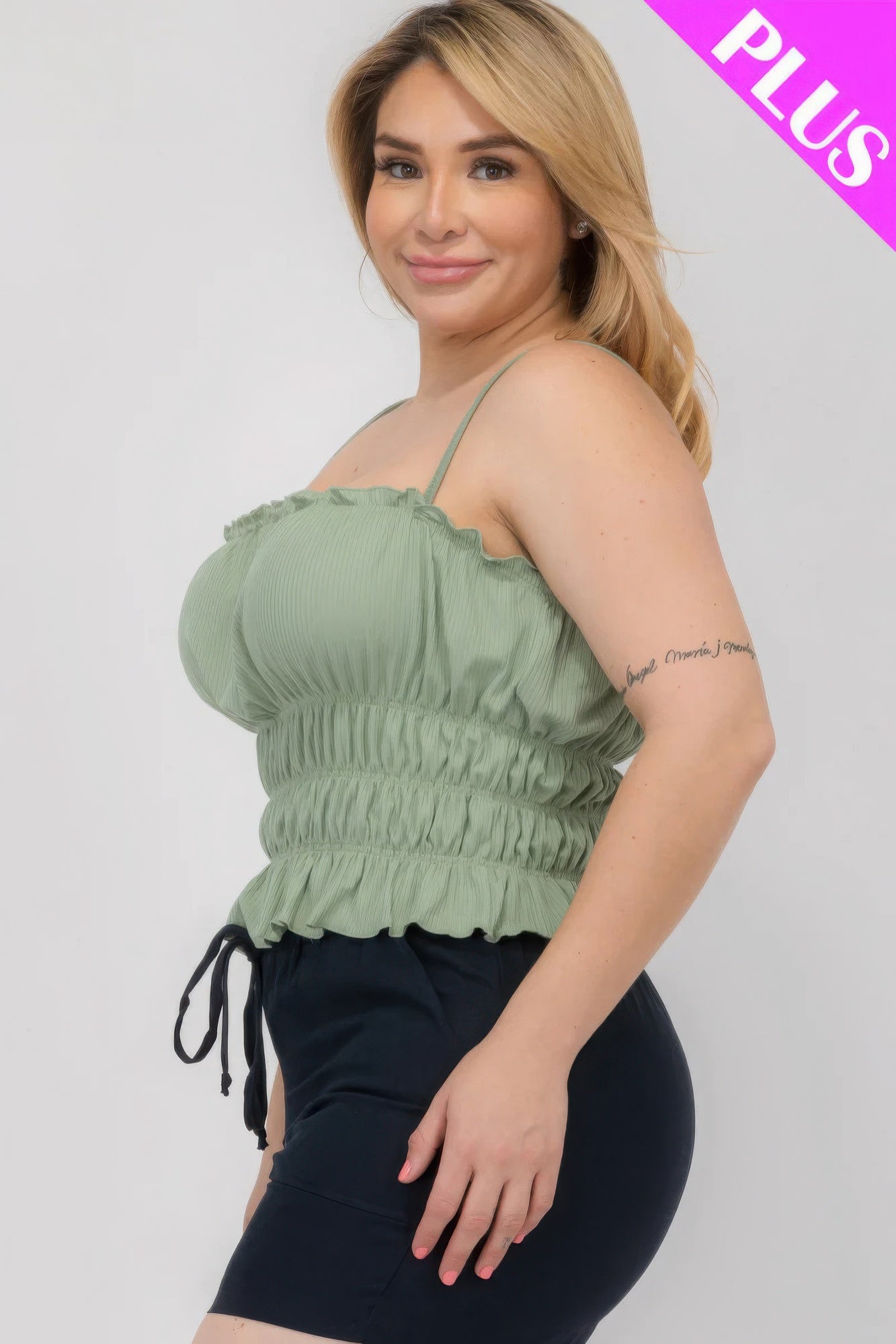 Plus Size Shirred Crop Top