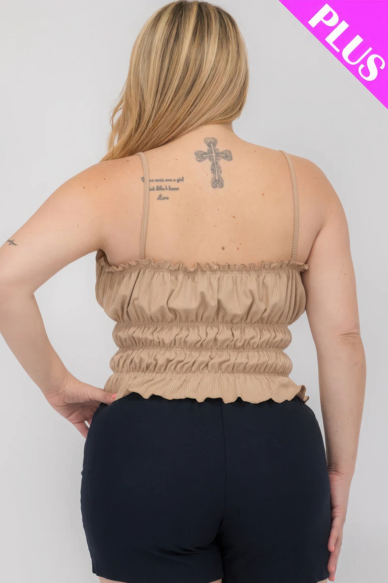 Plus Size Shirred Crop Top