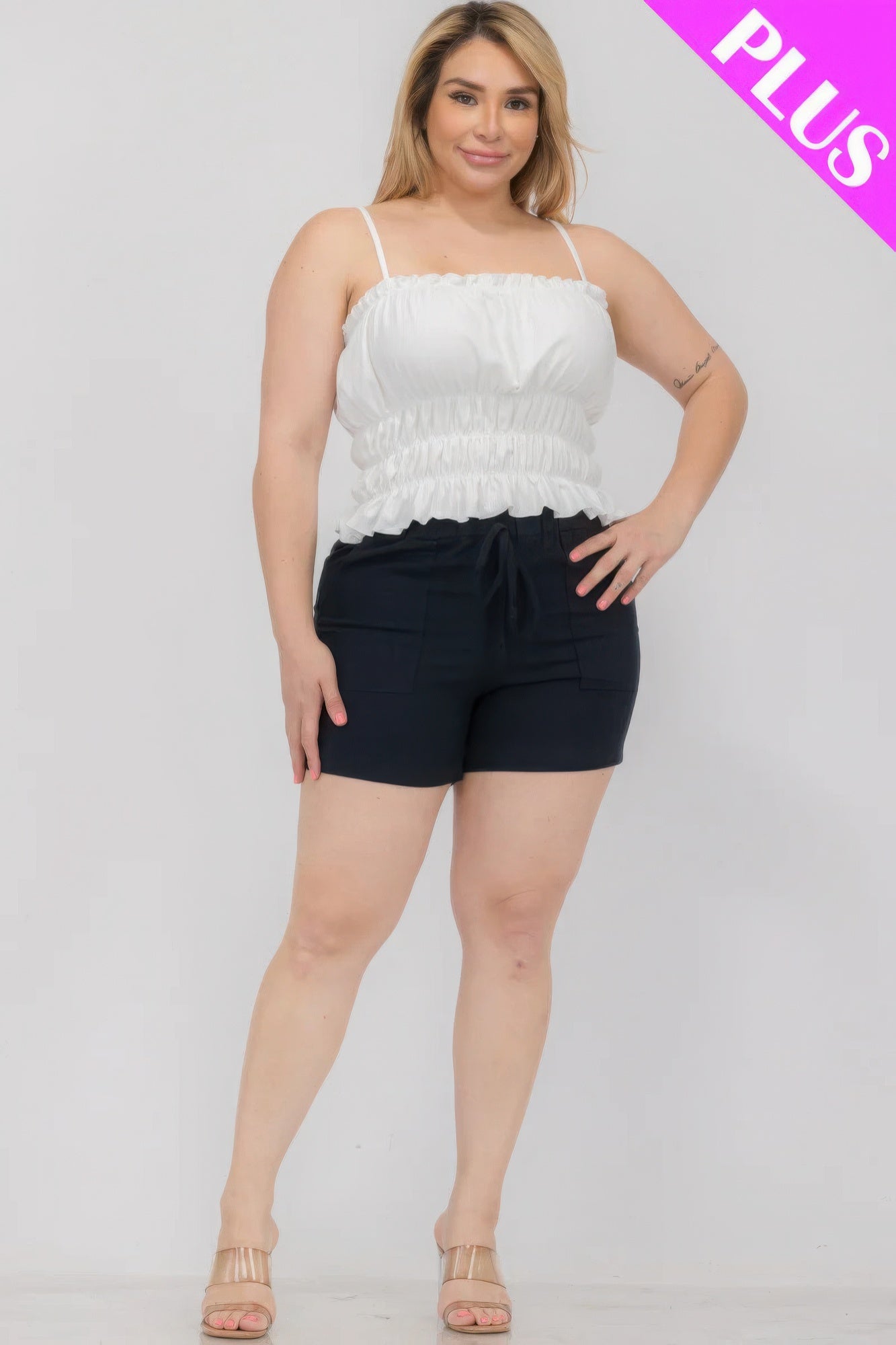 Plus Size Shirred Crop Top