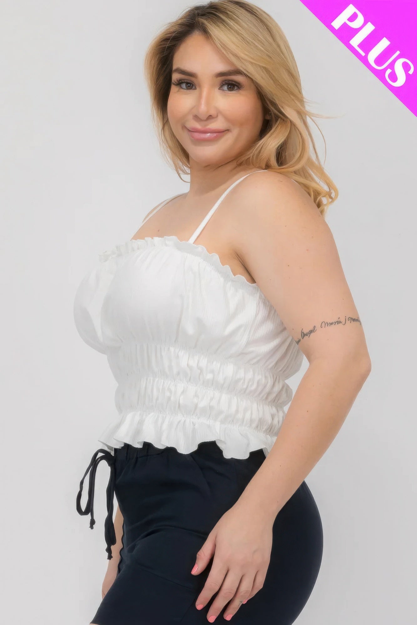 Plus Size Shirred Crop Top