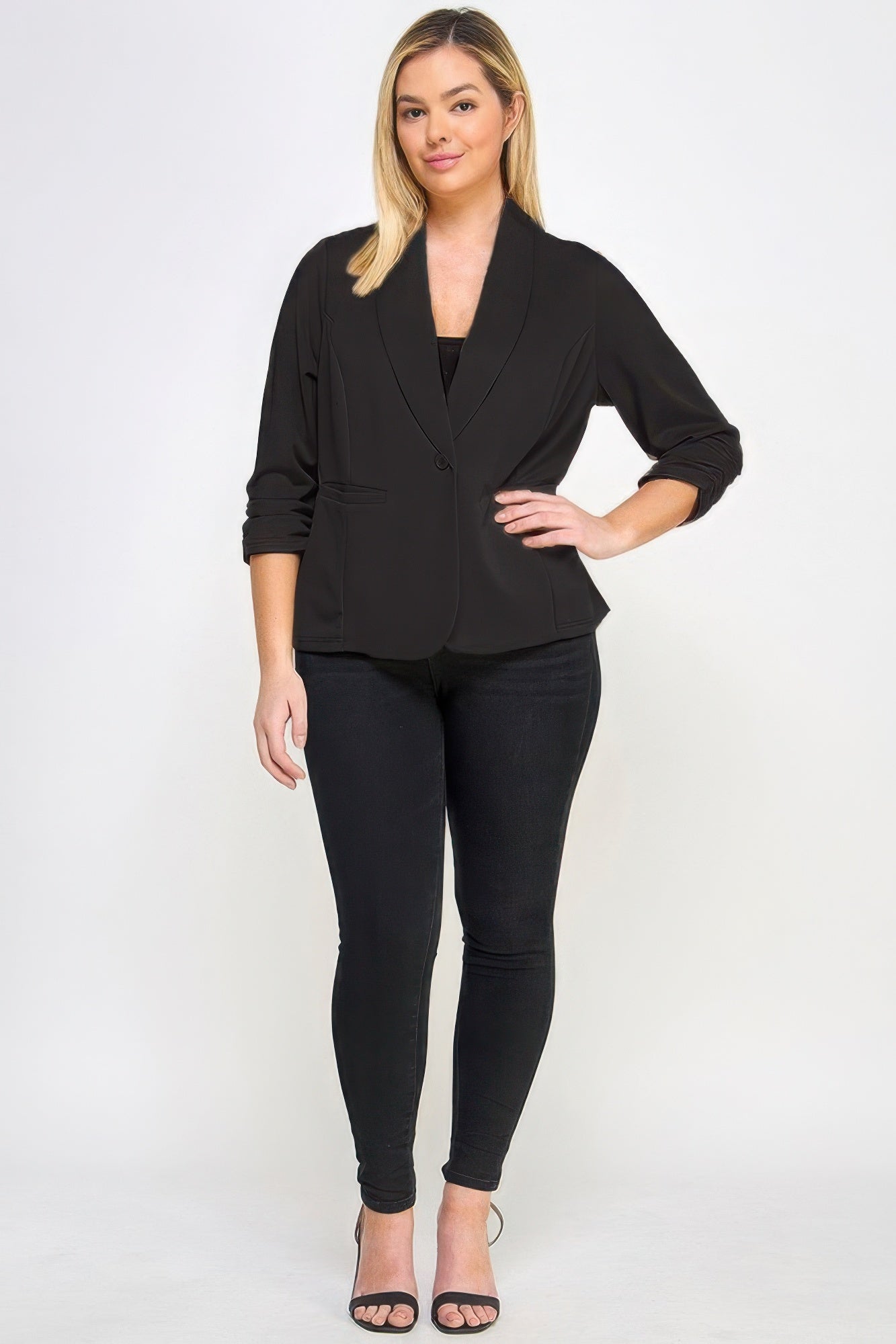 Plus Size Blazer With Pockets